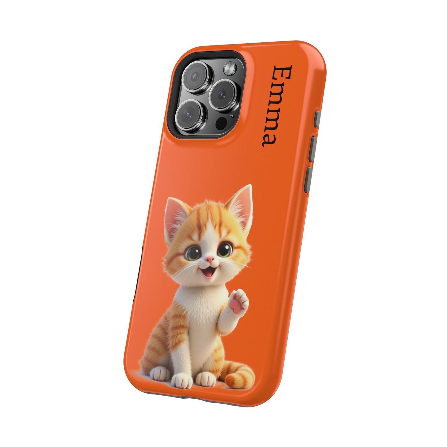 Personalized Orange Tabby Cat Phone Case - Custom Name Gift for Cat Lovers | Kawaii Kitten Cases for Girls & Women