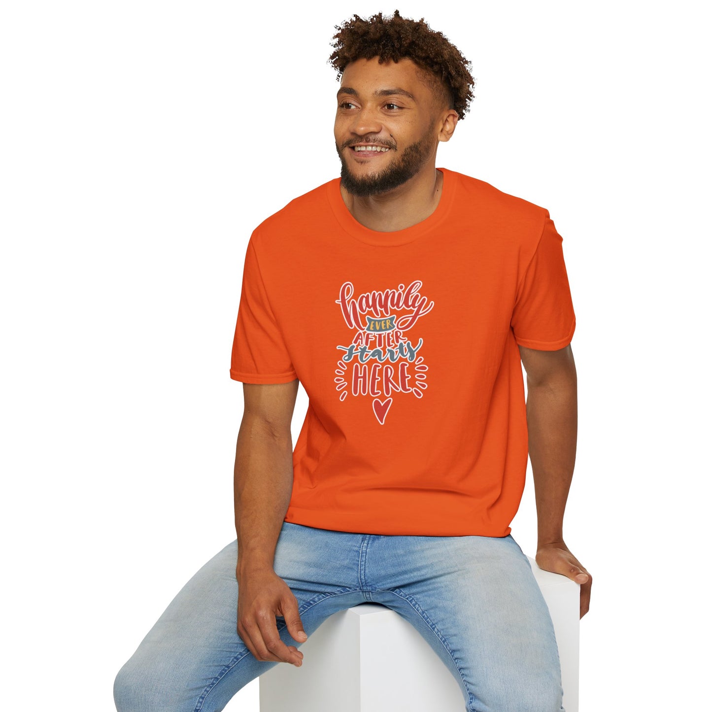 "Happily Ever After Starts Here" Inspirational & Wholesome T-Shirt – Cute Motivational Graphic Tee for Dreamers, Romantics & New Beginnings