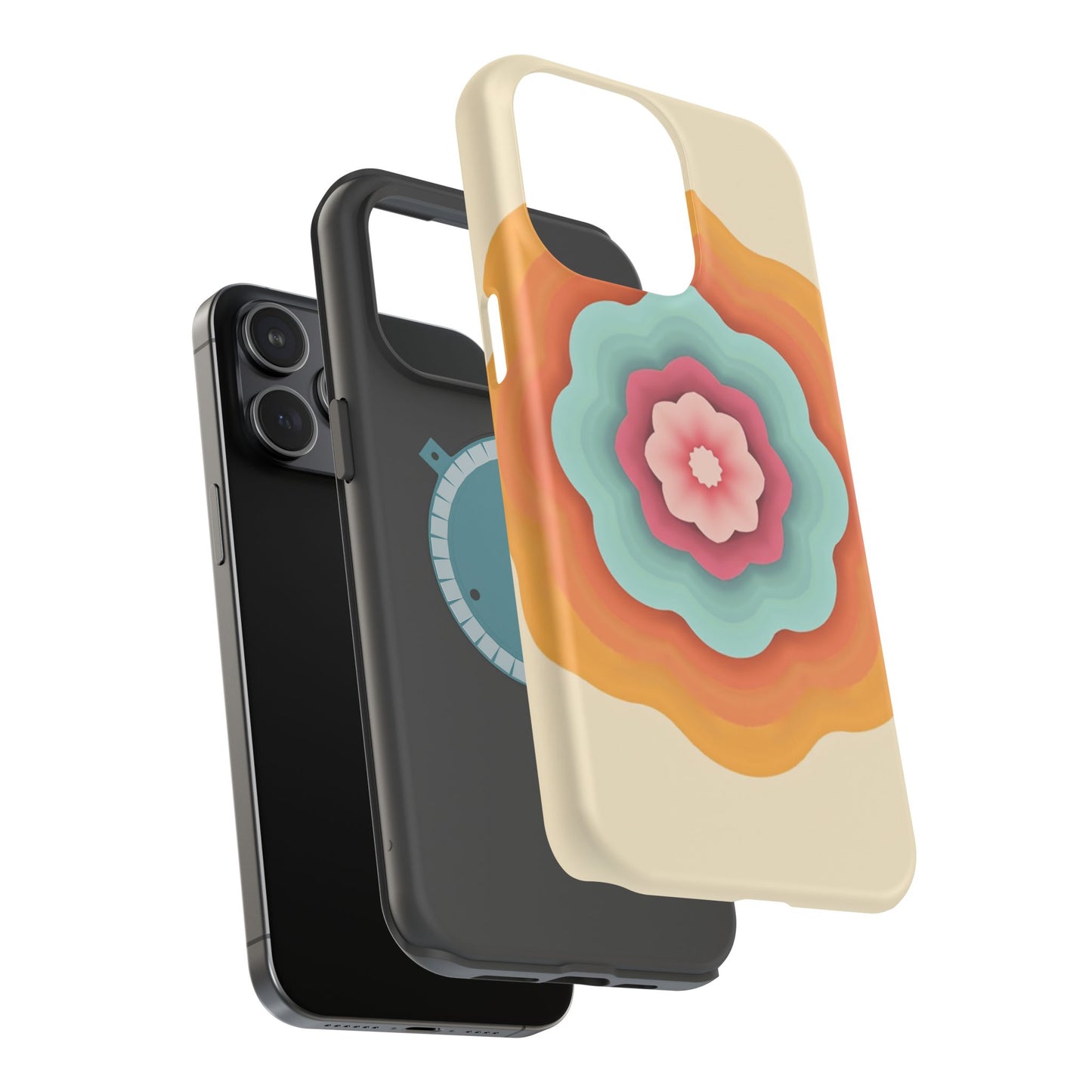 Retro Flower Phone Case - 70s Aesthetic iPhone Case, Vintage Gift Idea, Layered Floral Design