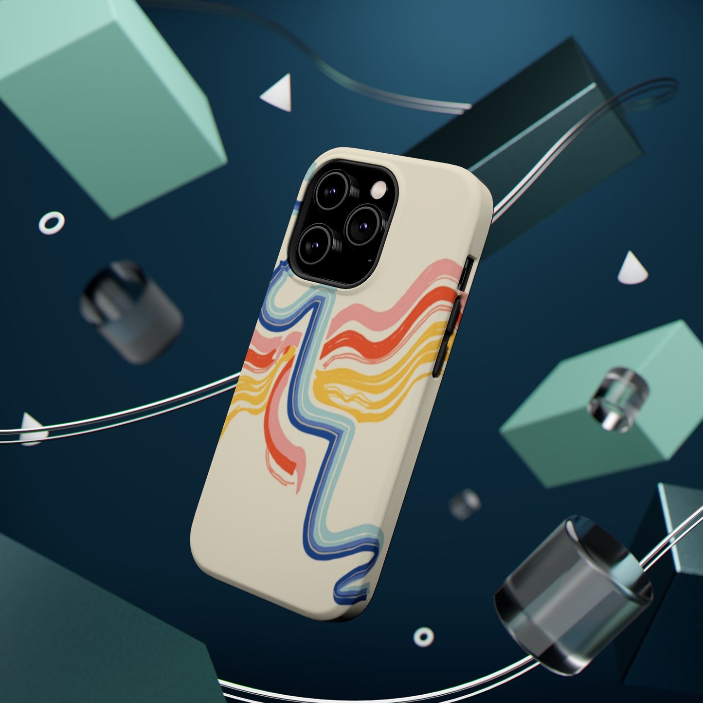 Retro Wave iPhone Case - Aesthetic Streamline Design, Trendy Gift Idea