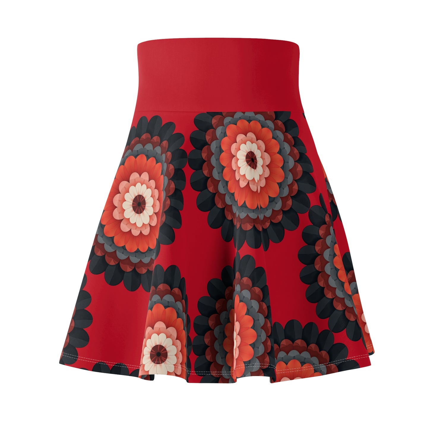 Floral Fireworks Skater Skirt – Vibrant Red & Bold Blooms