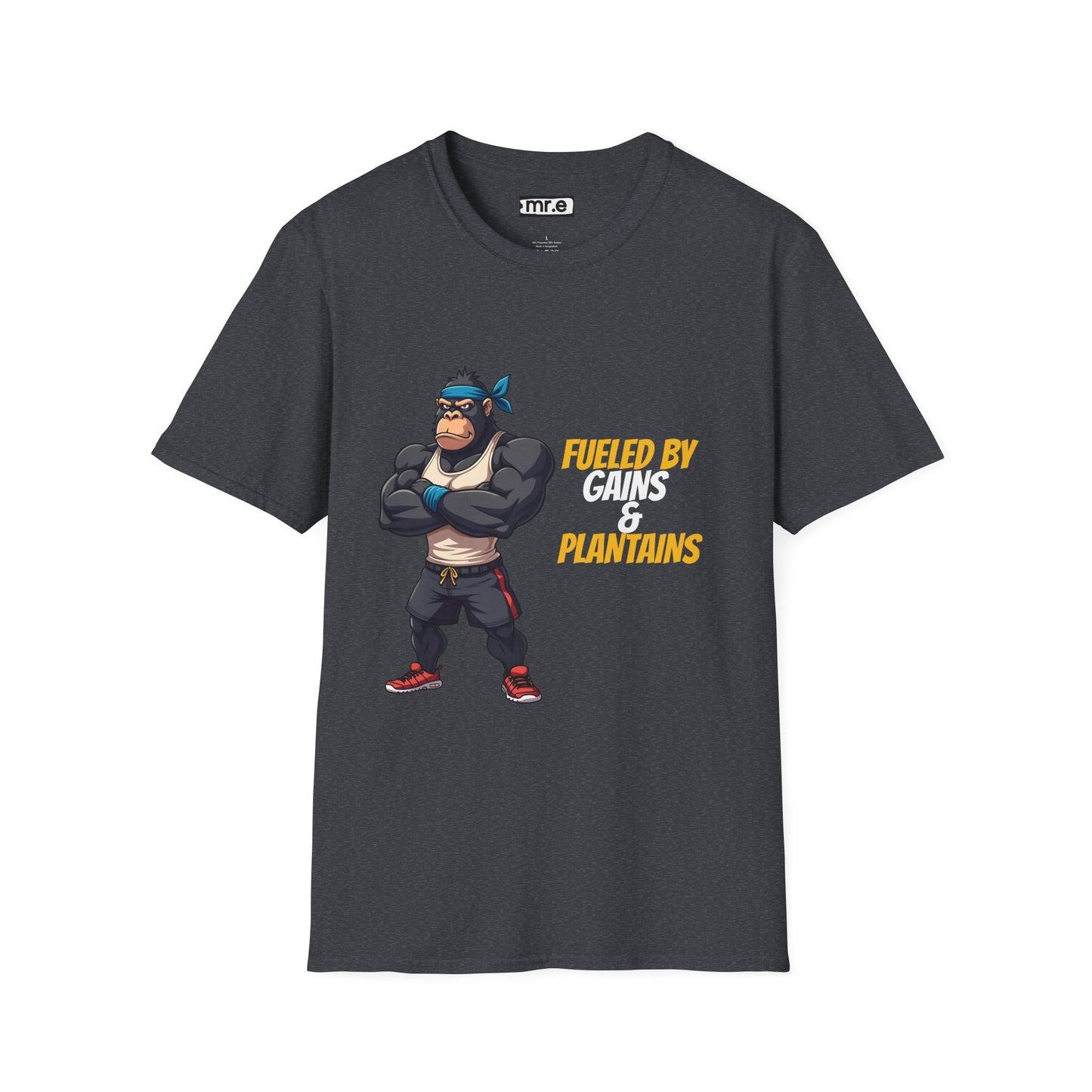 Fueled by Gains & Plantains β Funny Gym Gorilla T-Shirt