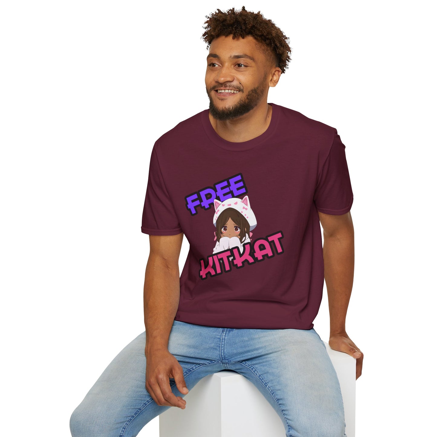 "Free KitKat" Anime Girl T-Shirt β Cute Kawaii Cat Hoodie Design