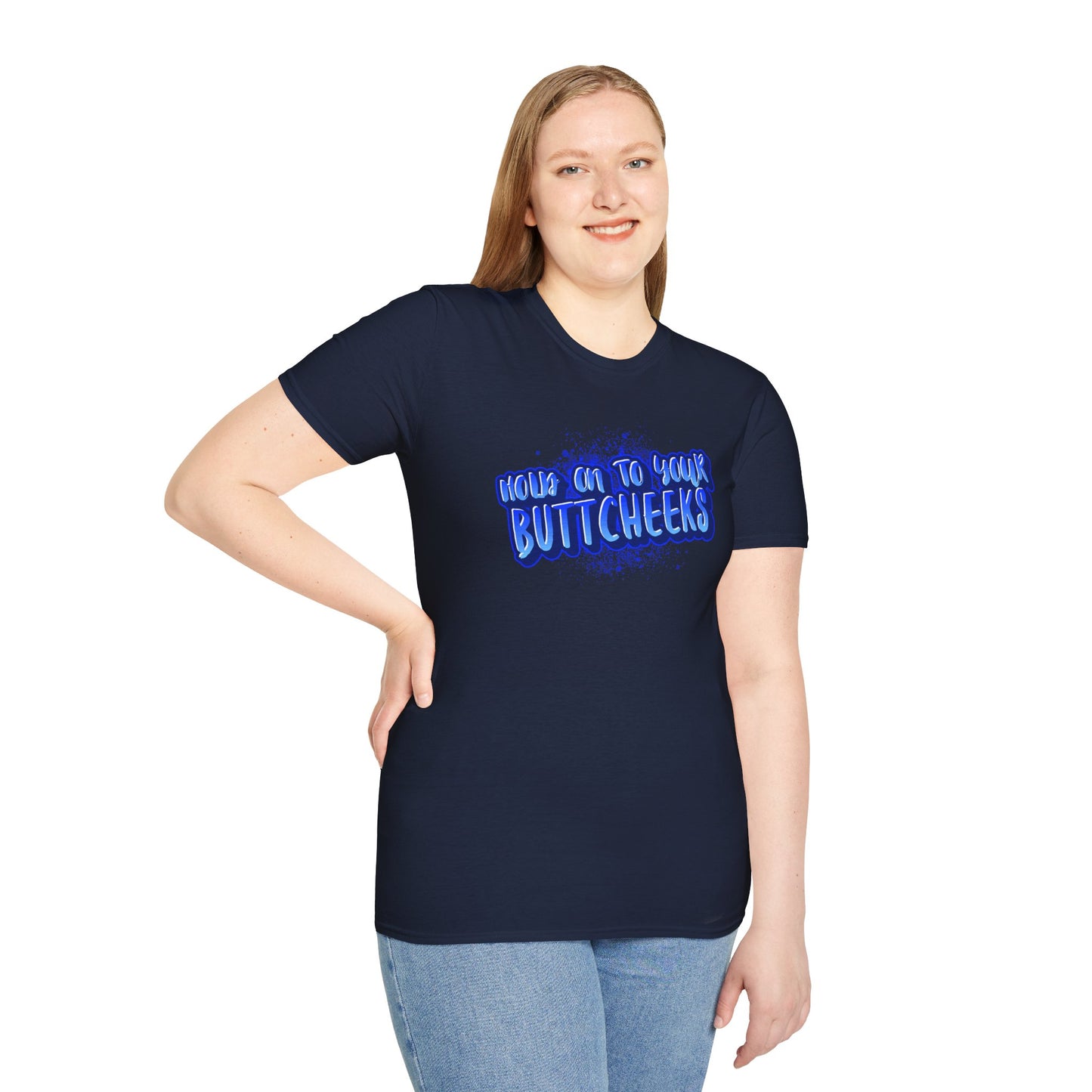 'Hold On To Your Buttcheeks' - Humorous Unisex Lightweight Cotton T-Shirt