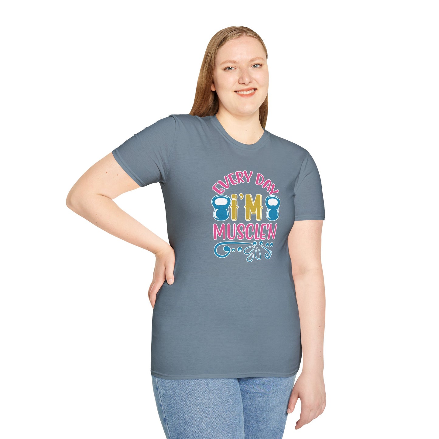 Funny Workout Shirt - “Every Day I’m Muscle’n” Gym Tee, Gift for Fitness Lovers, Motivational Exercise Clothing