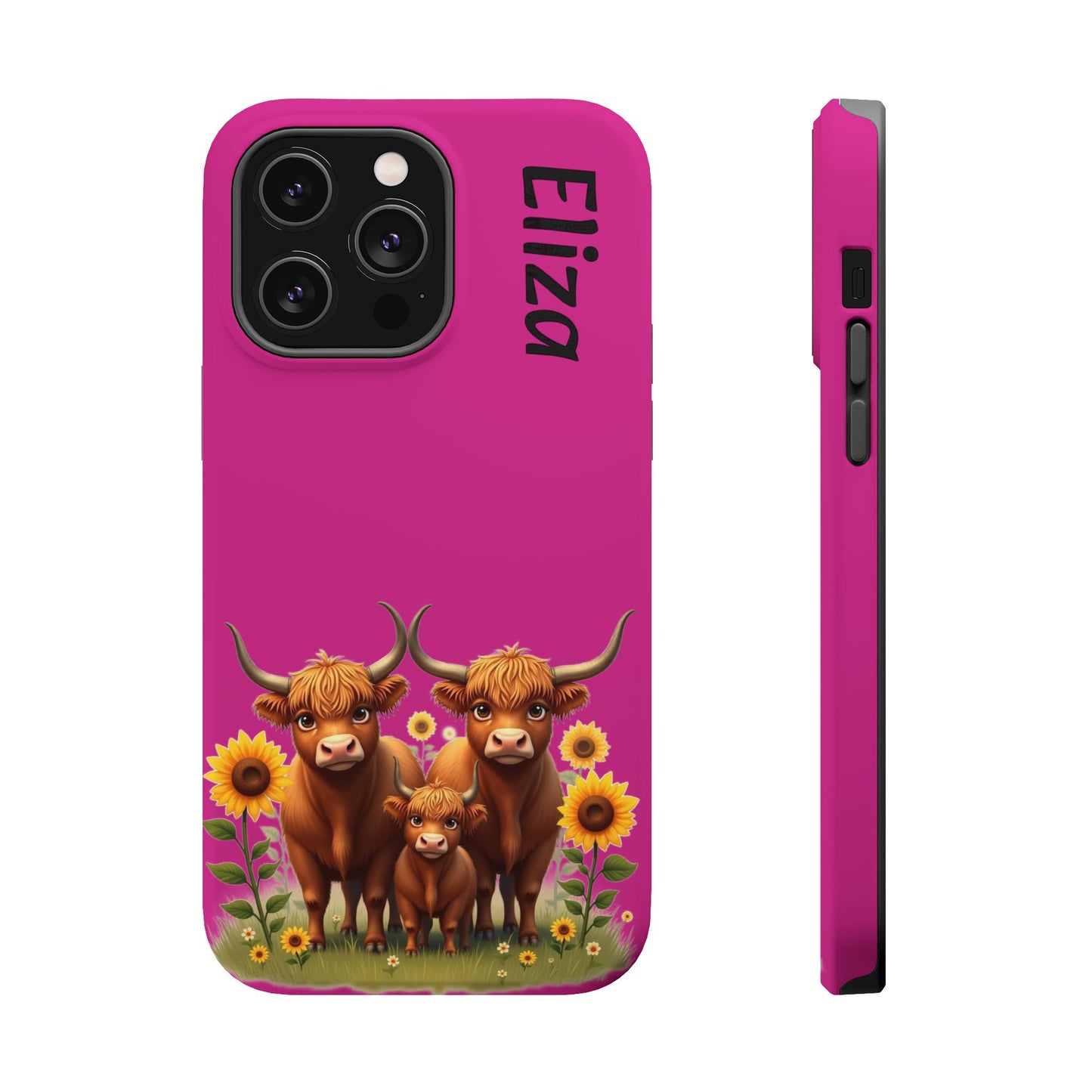 Highland Cow Phone Case - Personalized Custom Name | Cute Farm Animal Gift | iPhone Cases for Women & Girls