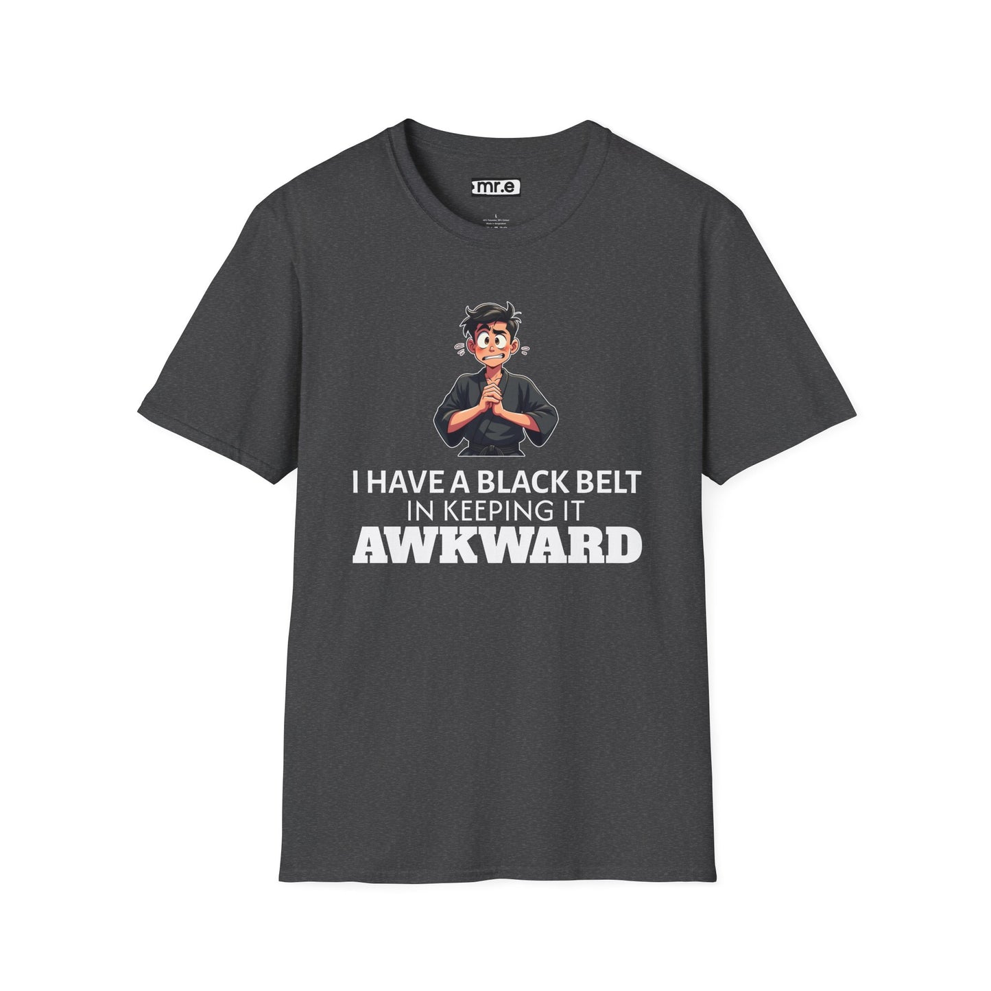 Funny Black Belt in Keeping It Awkward T-Shirt β Sarcastic Karate Kid Cartoon Tee, Ironic Humor Gift for Socially Clumsy & Relatable Souls