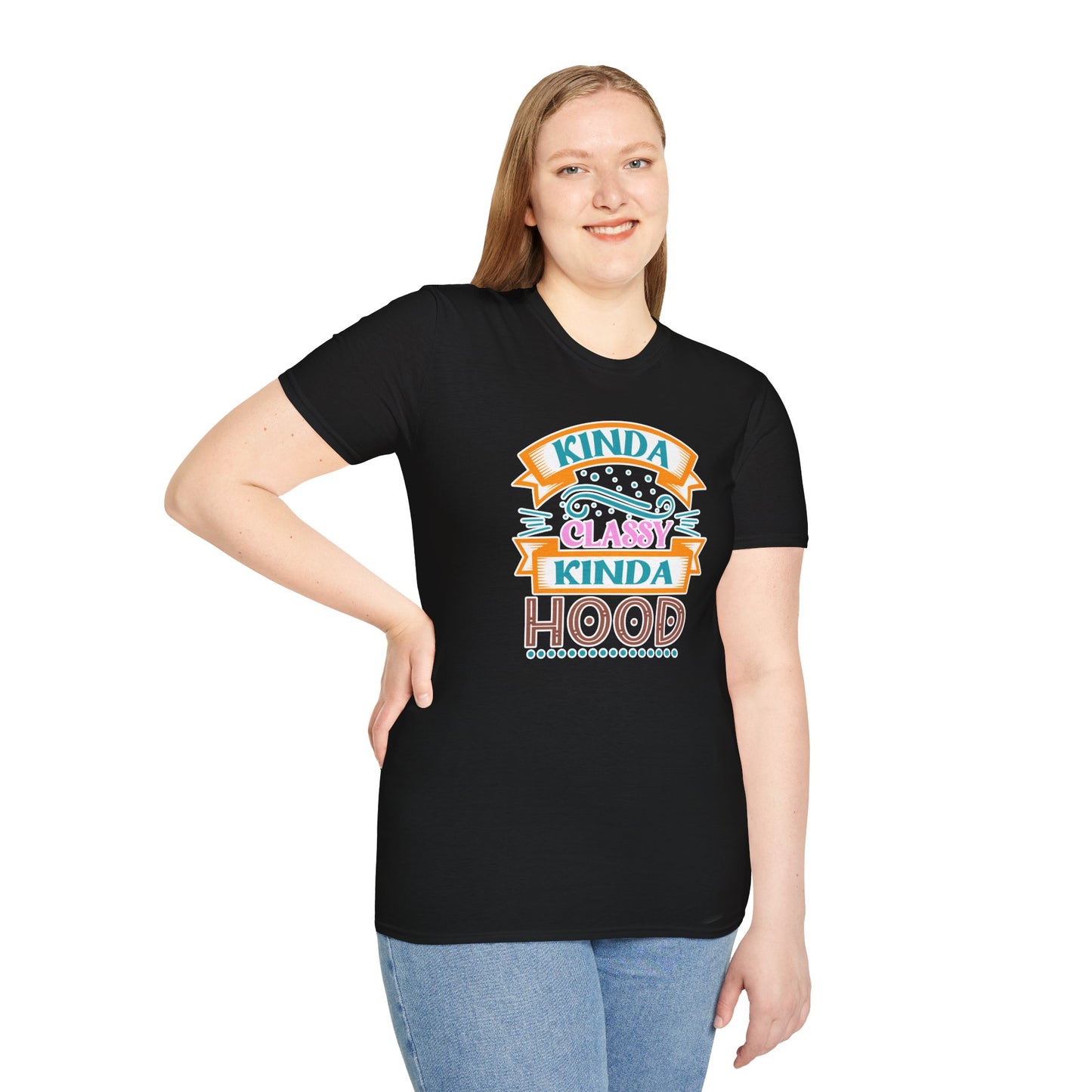 "Kinda Classy, Kinda Hood" Funny Dual-Vibe T-Shirt – Effortlessly Cool Graphic Tee for the Ironic Minimalist & Streetwise Sassy Soul