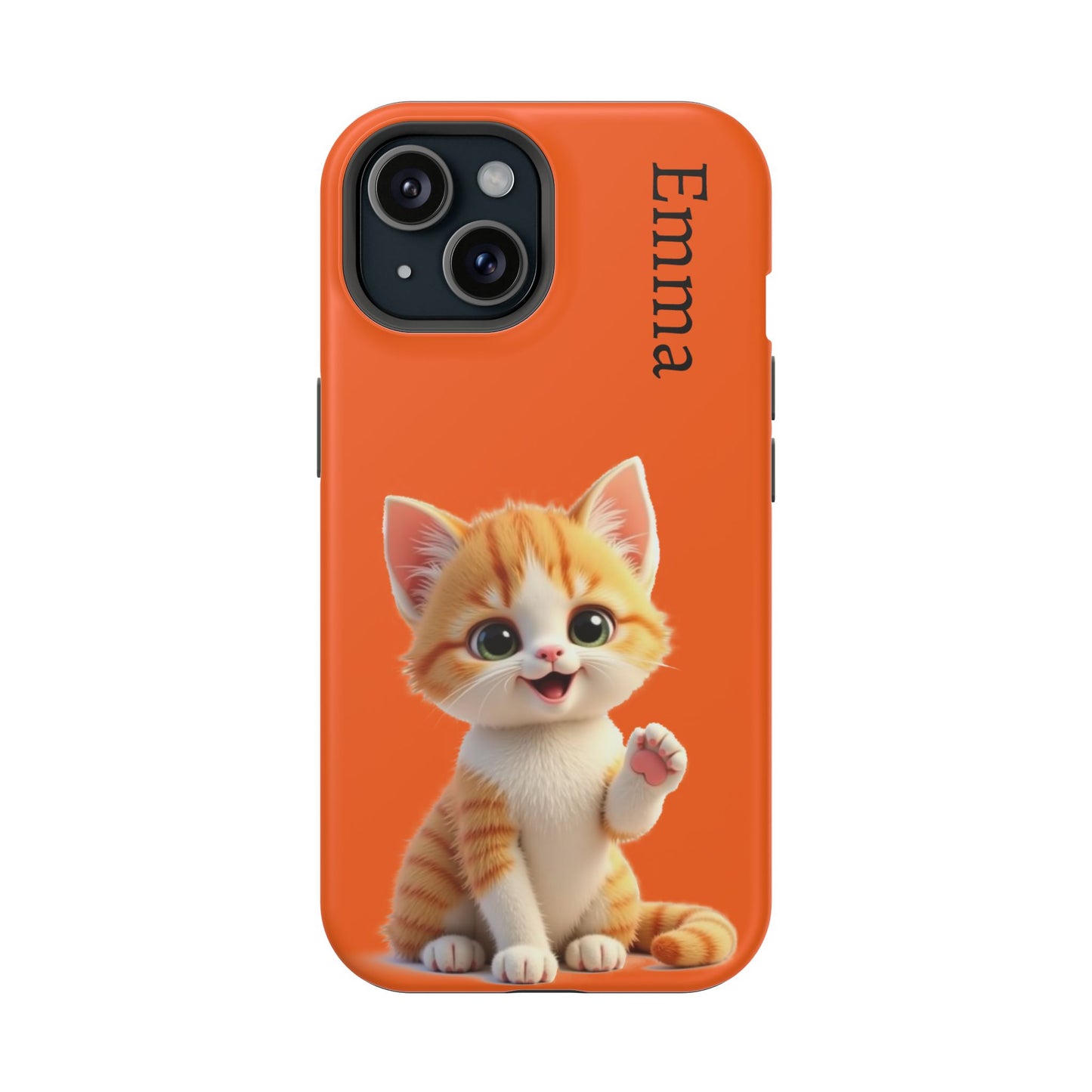 Personalized Orange Tabby Cat Phone Case - Custom Name Gift for Cat Lovers | Kawaii Kitten Cases for Girls & Women