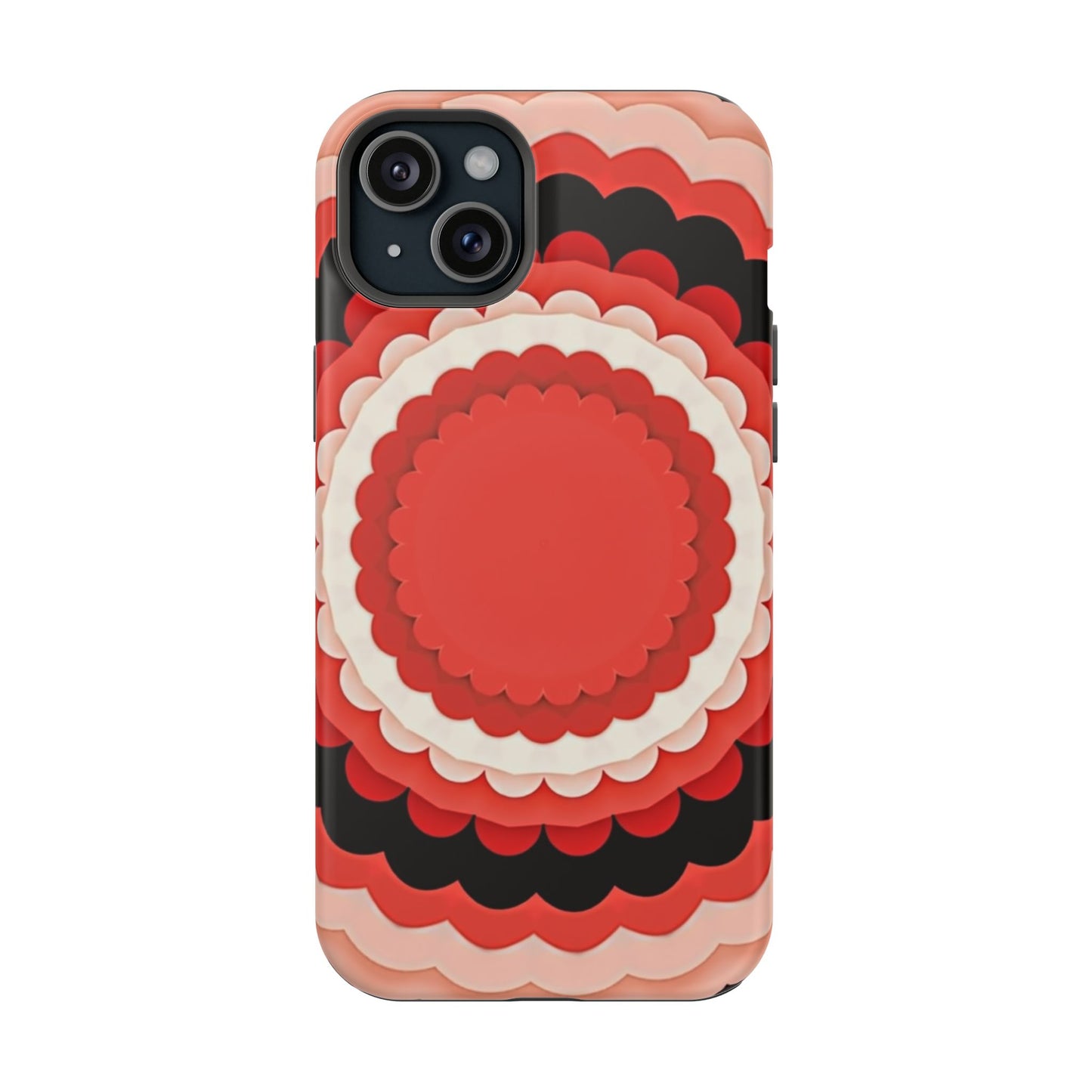 Red Floral iPhone Case - Bold Scalloped Design, Aesthetic Gift Idea
