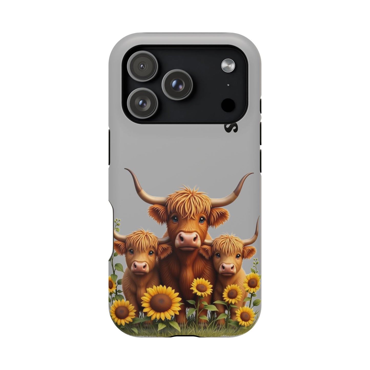 Personalized Gray Highland Cow Phone Case - Custom Name Farm Animal Gift | Cute Gray iPhone Cases for Women & Girls