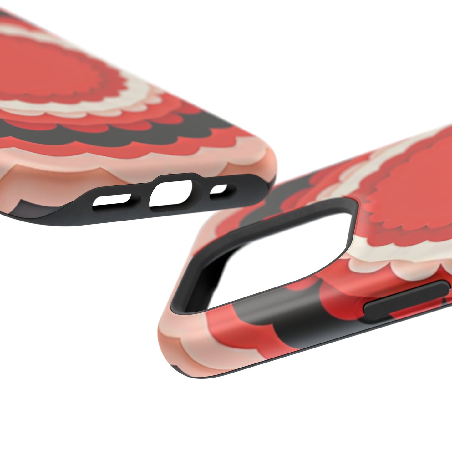 Red Floral iPhone Case - Bold Scalloped Design, Aesthetic Gift Idea