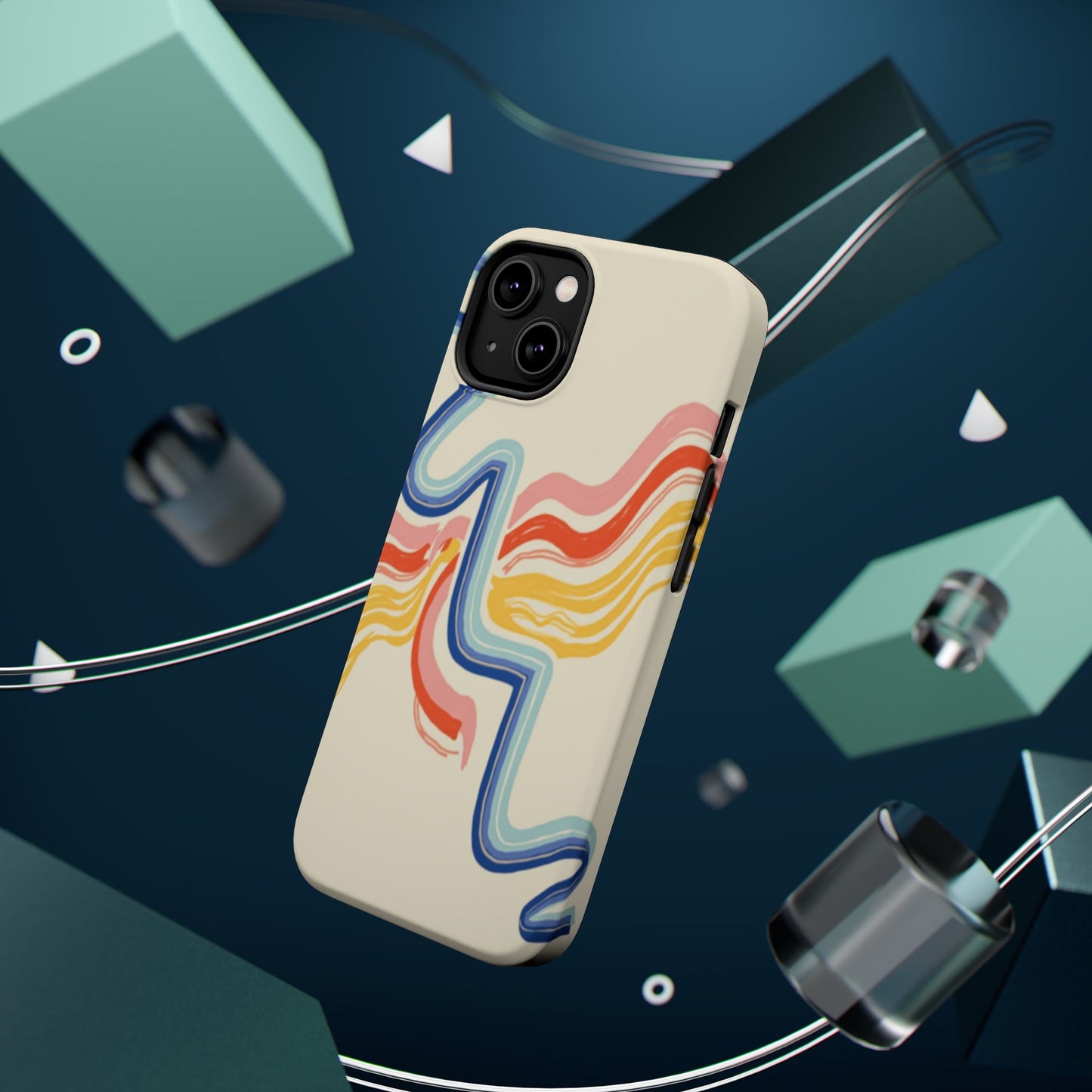 Retro Wave iPhone Case - Aesthetic Streamline Design, Trendy Gift Idea