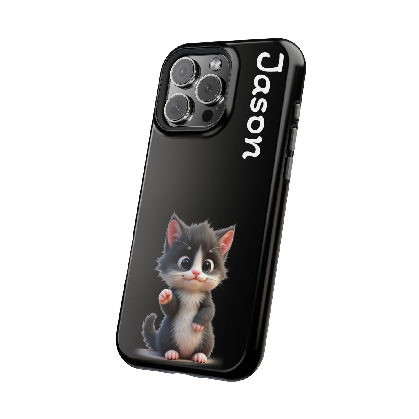 Personalized Kitten Phone Case - Custom Name Cat Lover Gift | Cute Black iPhone Cases for Women & Girls