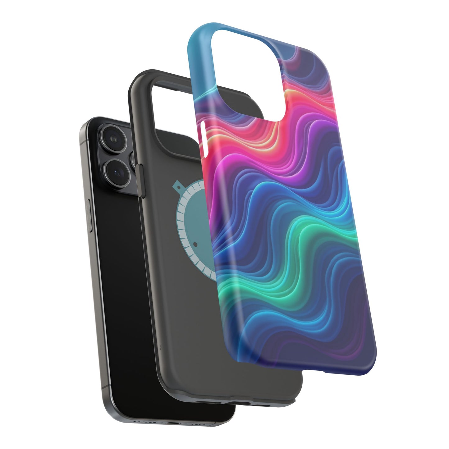 Neon Wave Phone Case - Aesthetic Glowing Design | iPhone 14-17 Cases | Trendy Gifts for Her, Rave Accessory