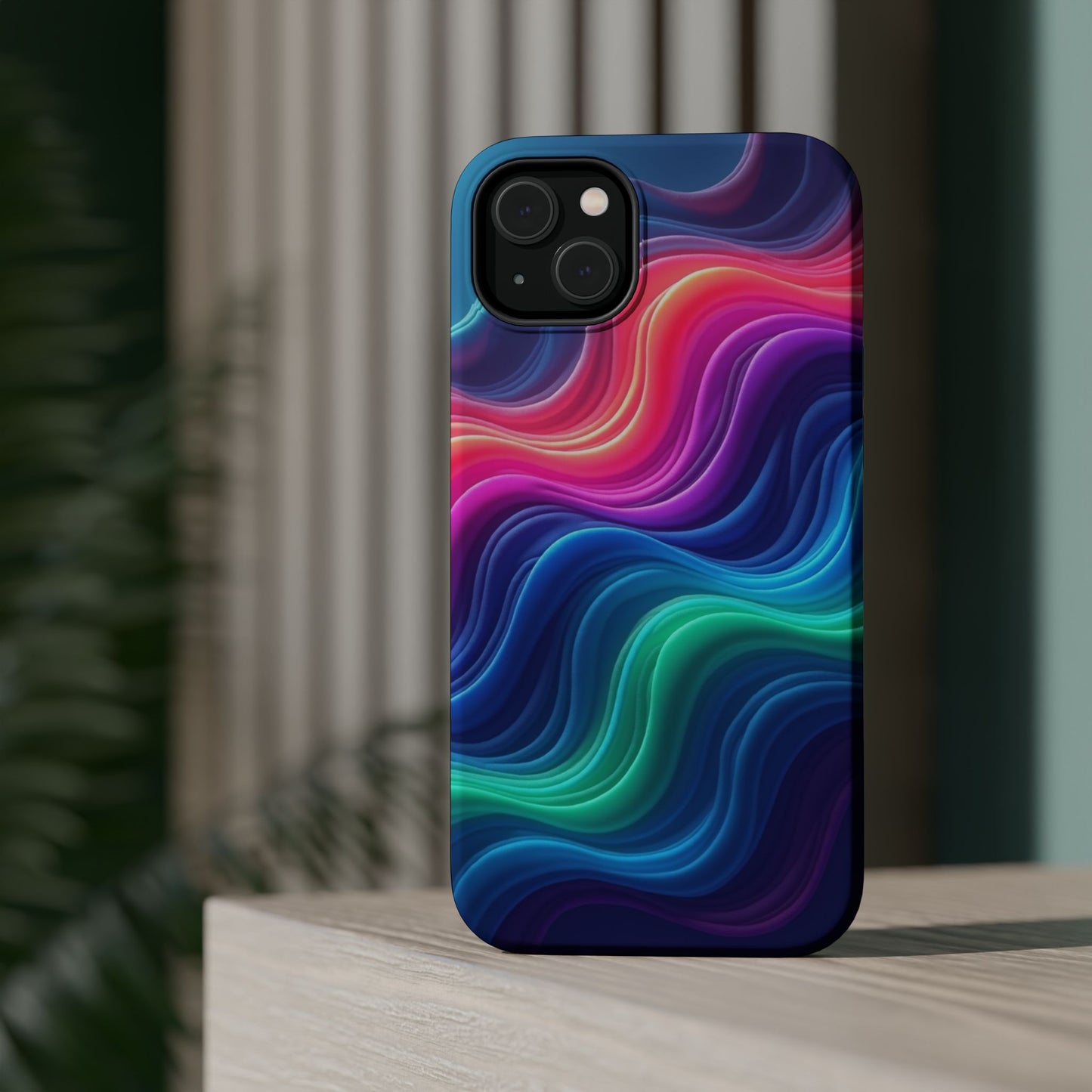 Neon Wave Phone Case - Aesthetic Glowing Design | iPhone 14-17 Cases | Trendy Gifts for Her, Rave Accessory
