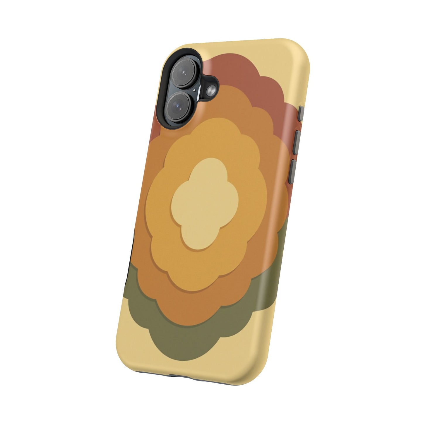 Retro Layered Bloom iPhone Case - 70s Flower Power Design, Vintage Aesthetic Gift Idea