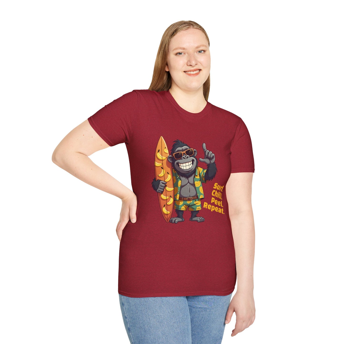 Surf. Chill. Peel. Repeat. β Funny Tropical Gorilla T-Shirt