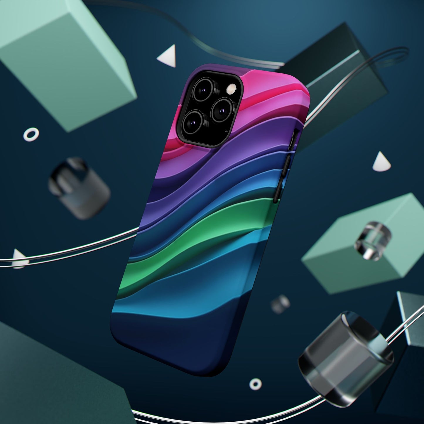 Rainbow Wave Phone Case - Colorful Abstract Design | Aesthetic iPhone Case | Trendy Gifts for Her | Vivid Gradient Art