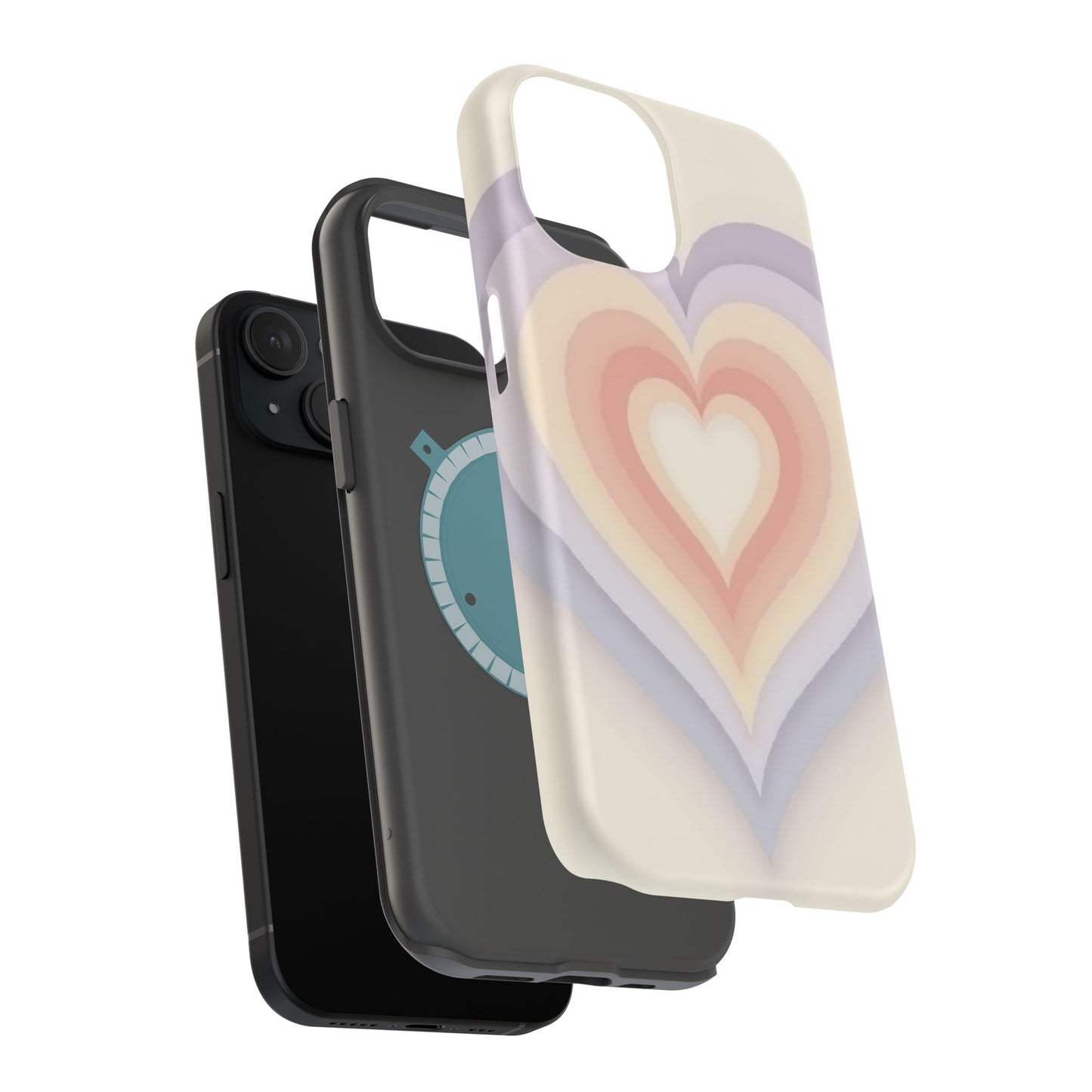 Radiant Heart iPhone Case - Pastel Layered Design - Cute Y2K Aesthetic Gift