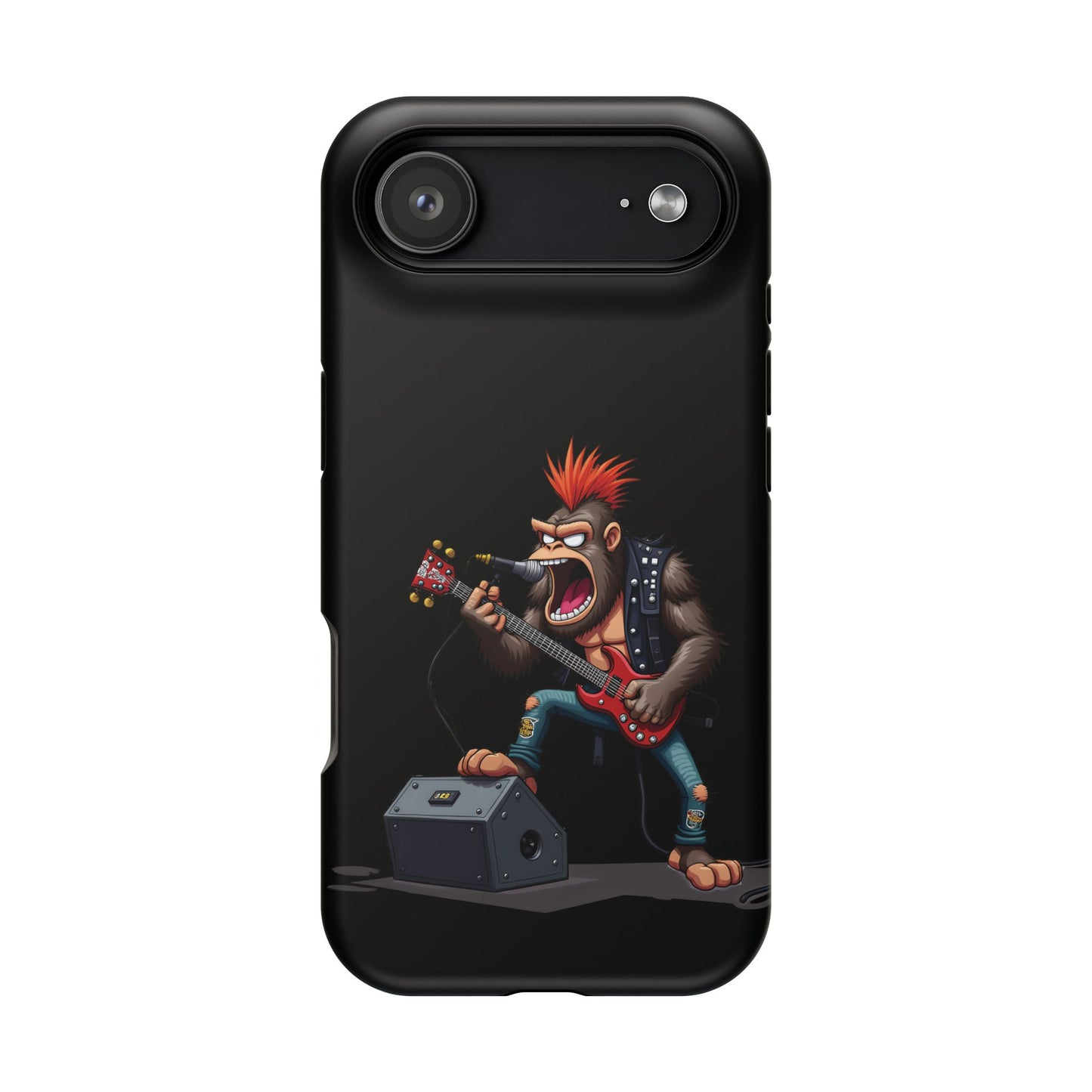 Punk Rock Gorilla iPhone Case - Funny Music Gift, Edgy Aesthetic, Animal Lover Gift