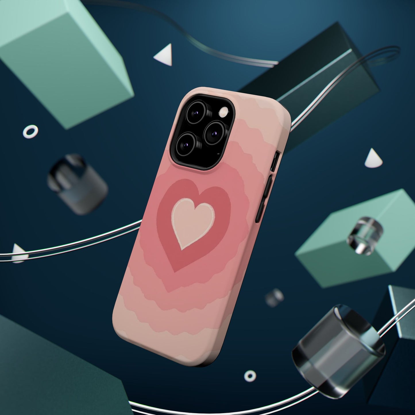 Pink Layered Heart iPhone Case - Cute Aesthetic Y2K Valentine's Gift