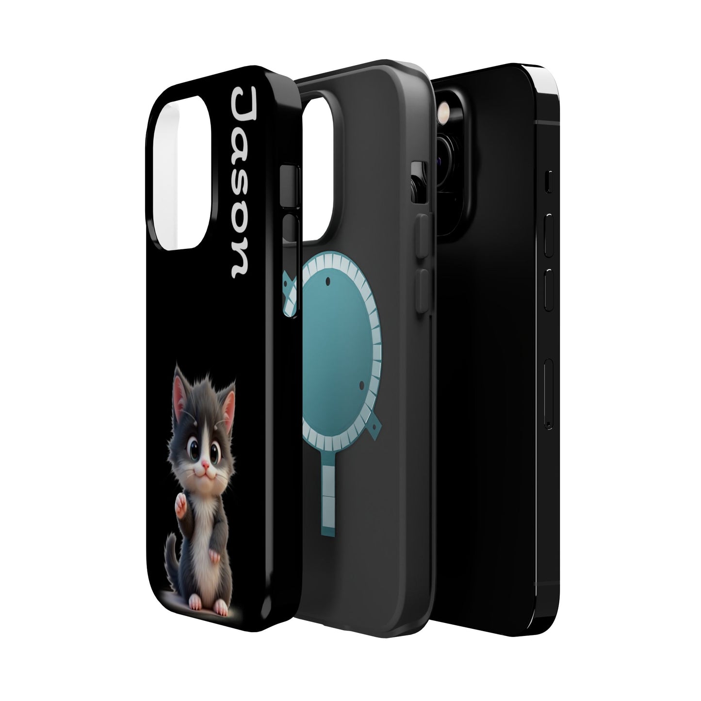 Personalized Kitten Phone Case - Custom Name Cat Lover Gift | Cute Black iPhone Cases for Women & Girls