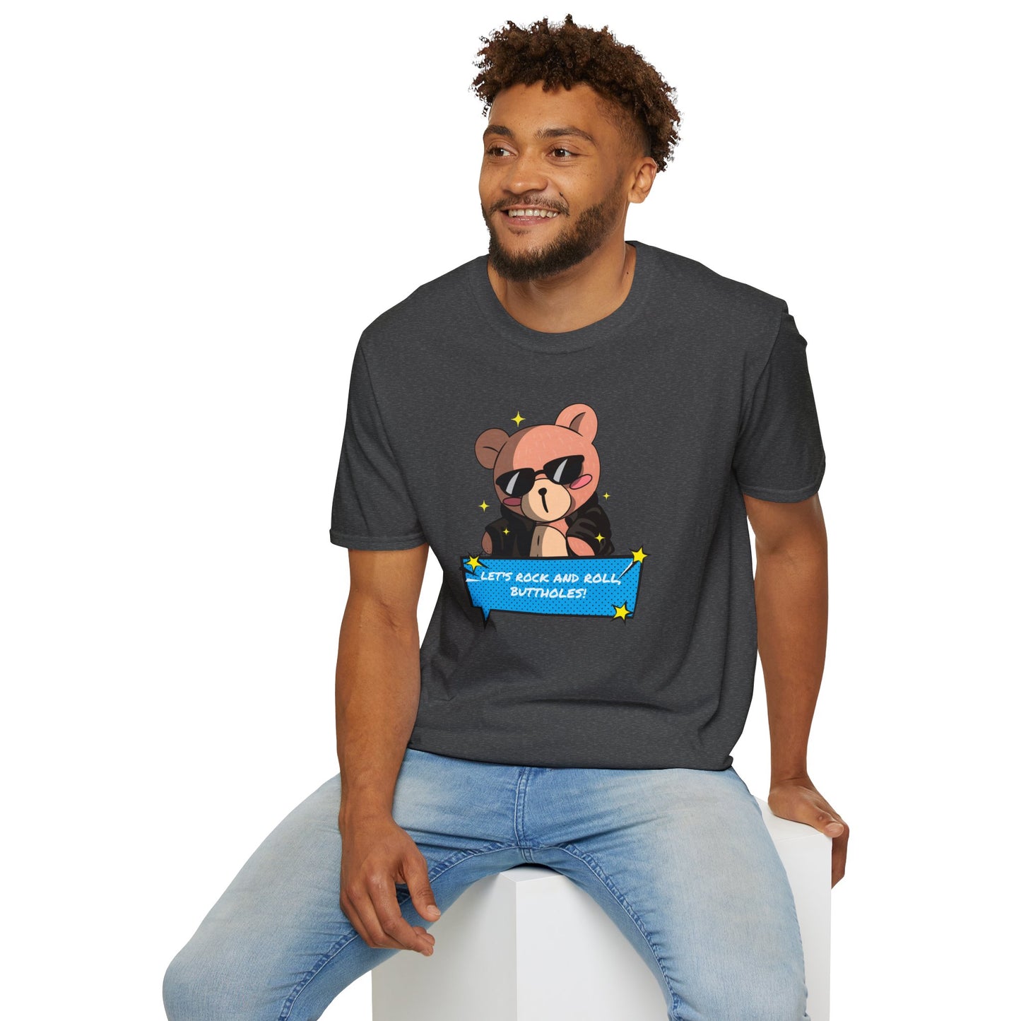 "Let’s Rock ‘n’ Roll, Buttholes!" Bold & Hilarious Graphic Tee – Sassy Body Positivity T-Shirt for the Unapologetically You