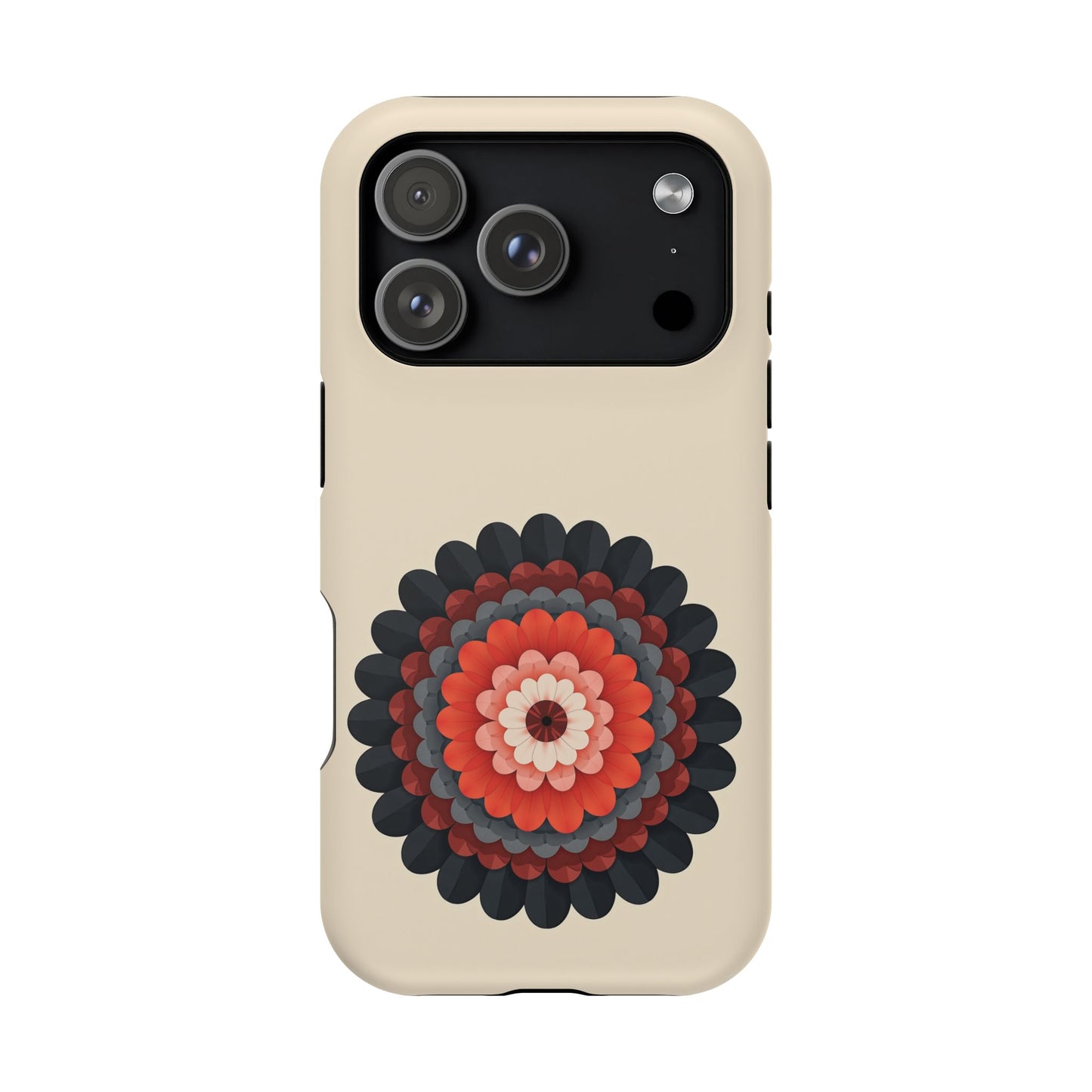 Red & Black Mandala iPhone Case - Bohemian Flower Design, Aesthetic Gift Idea