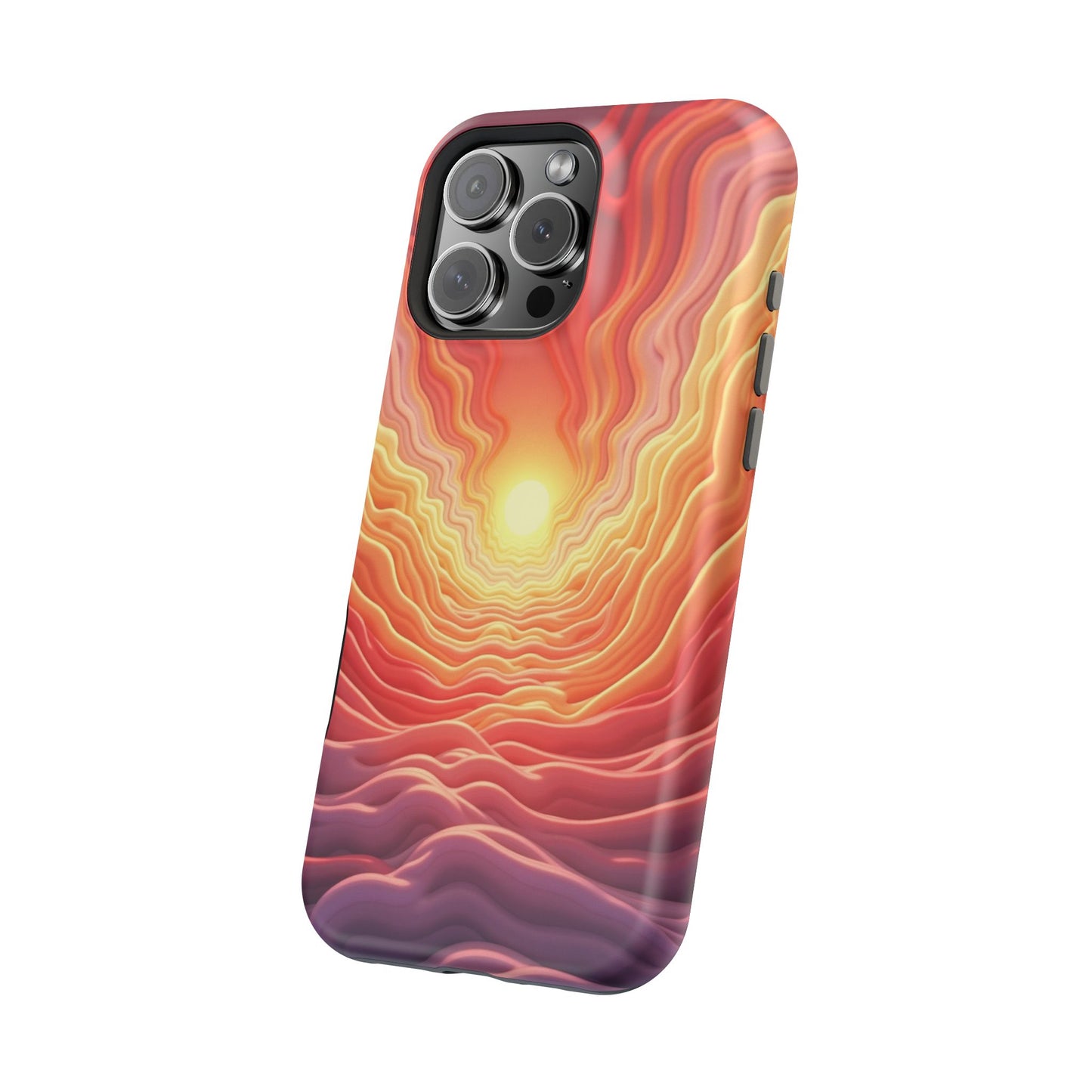 Golden Glow iPhone Case - Sunset Landscape Design, Aesthetic Gift Idea