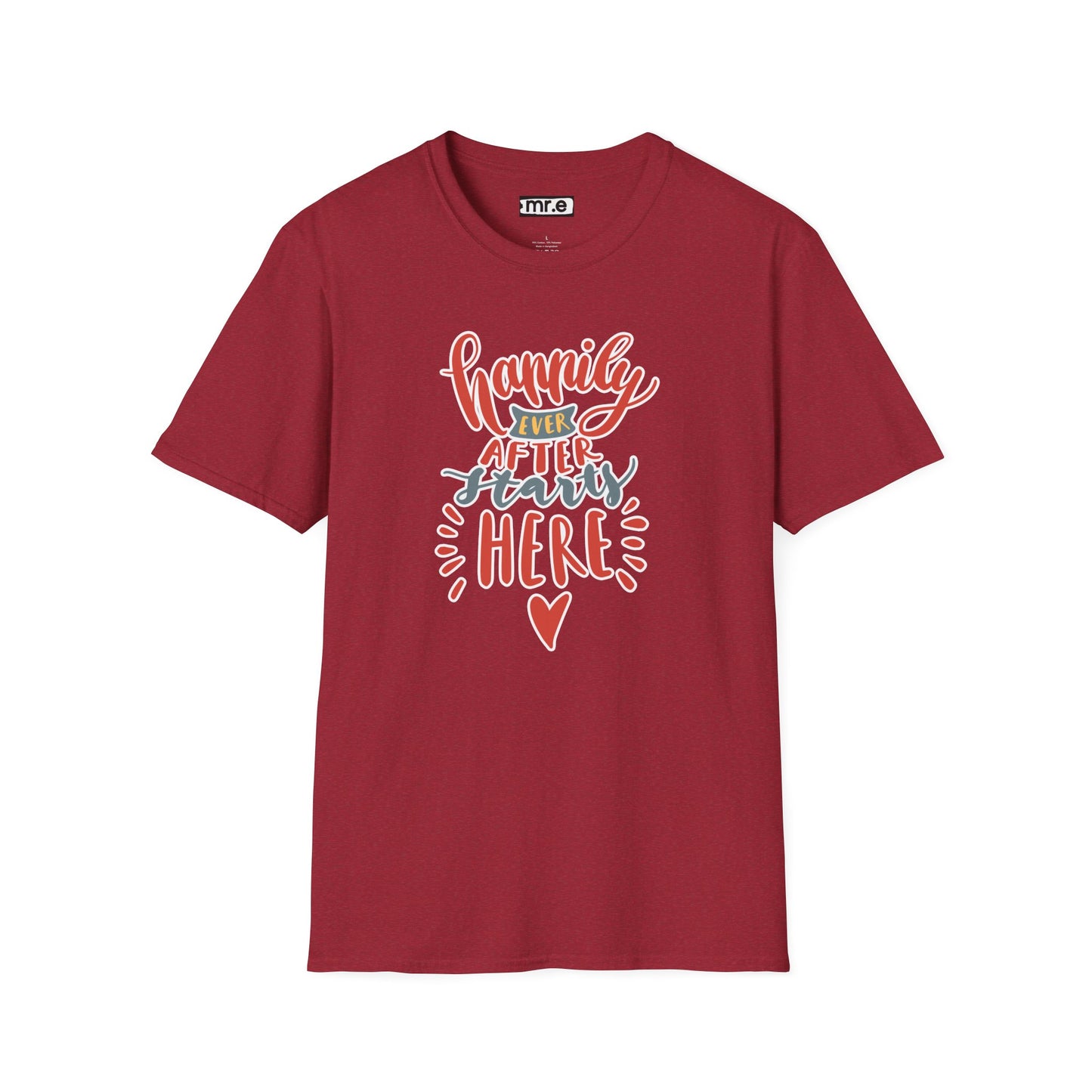 "Happily Ever After Starts Here" Inspirational & Wholesome T-Shirt – Cute Motivational Graphic Tee for Dreamers, Romantics & New Beginnings
