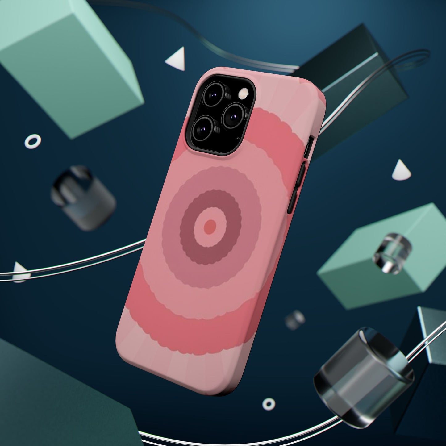 Retro Pink iPhone Case - 70s Aesthetic Wave Design - Cute Y2K Accessory