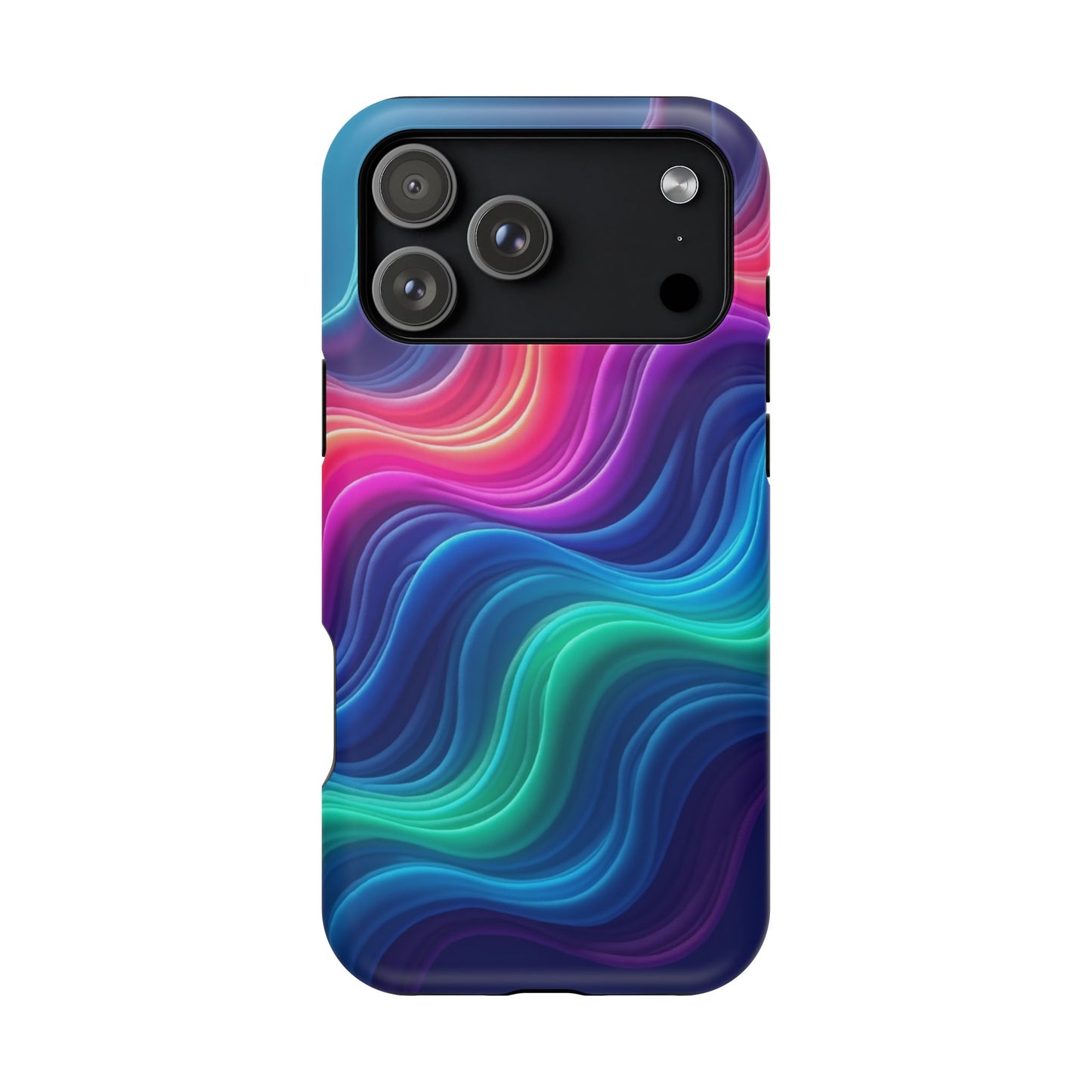 Neon Wave Phone Case - Aesthetic Glowing Design | iPhone 14-17 Cases | Trendy Gifts for Her, Rave Accessory