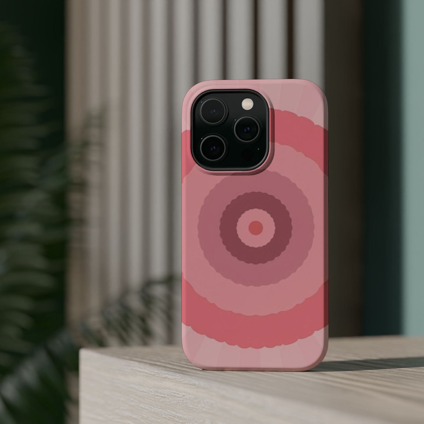 Retro Pink iPhone Case - 70s Aesthetic Wave Design - Cute Y2K Accessory