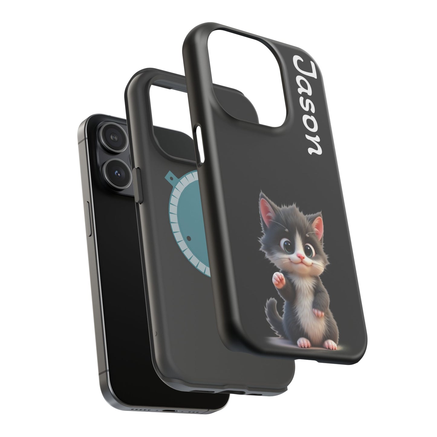 Personalized Kitten Phone Case - Custom Name Cat Lover Gift | Cute Black iPhone Cases for Women & Girls