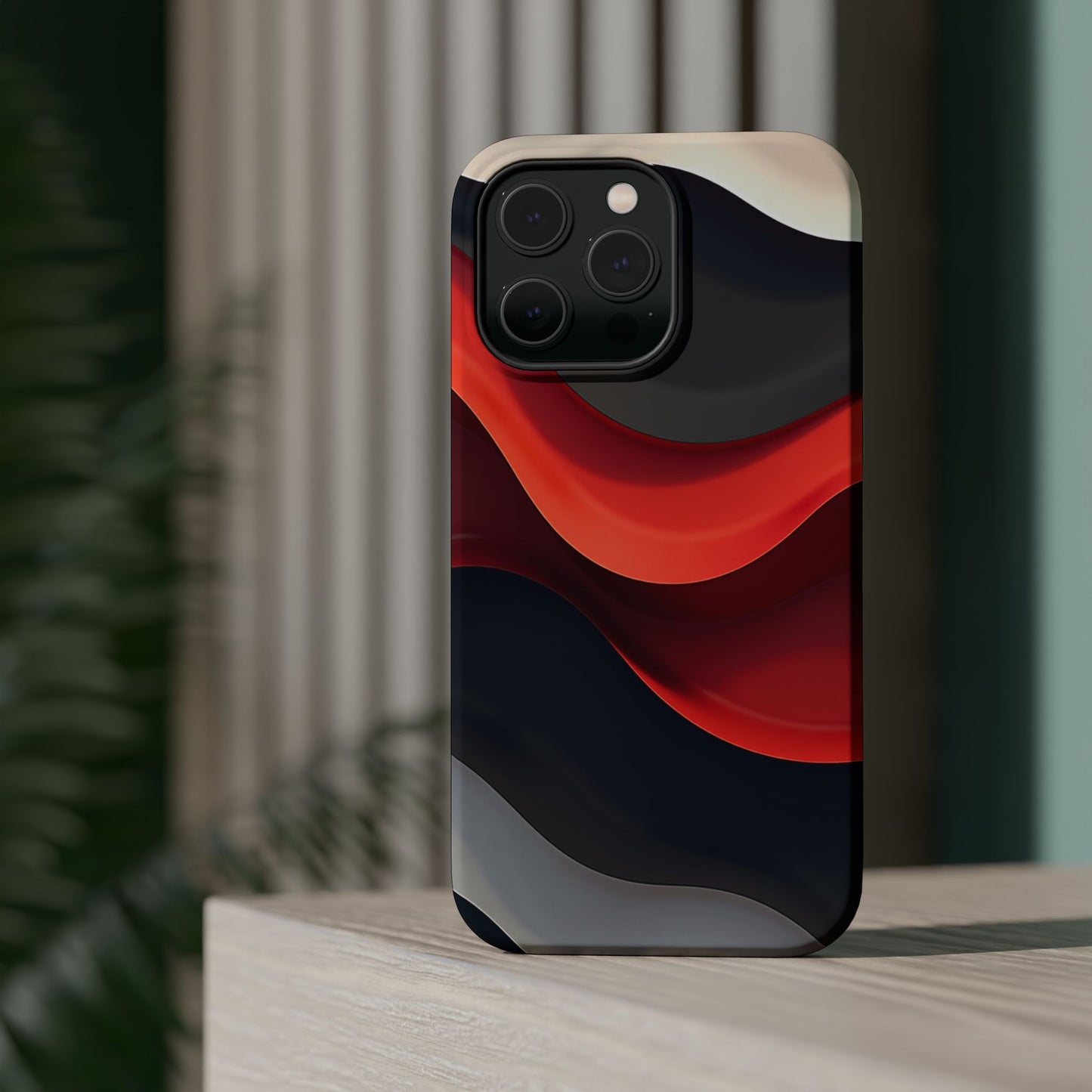 Red Wave Phone Case - Abstract Aesthetic iPhone Case | Modern Art Design | Gifts for Her | Dramatic Crimson Style