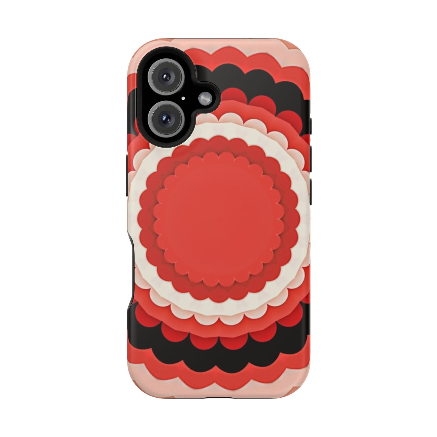 Red Floral iPhone Case - Bold Scalloped Design, Aesthetic Gift Idea