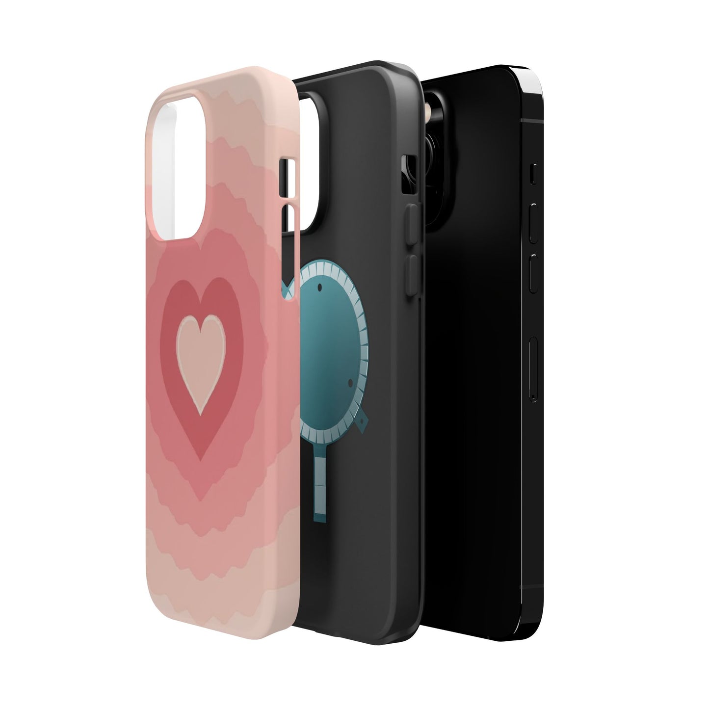 Pink Layered Heart iPhone Case - Cute Aesthetic Y2K Valentine's Gift