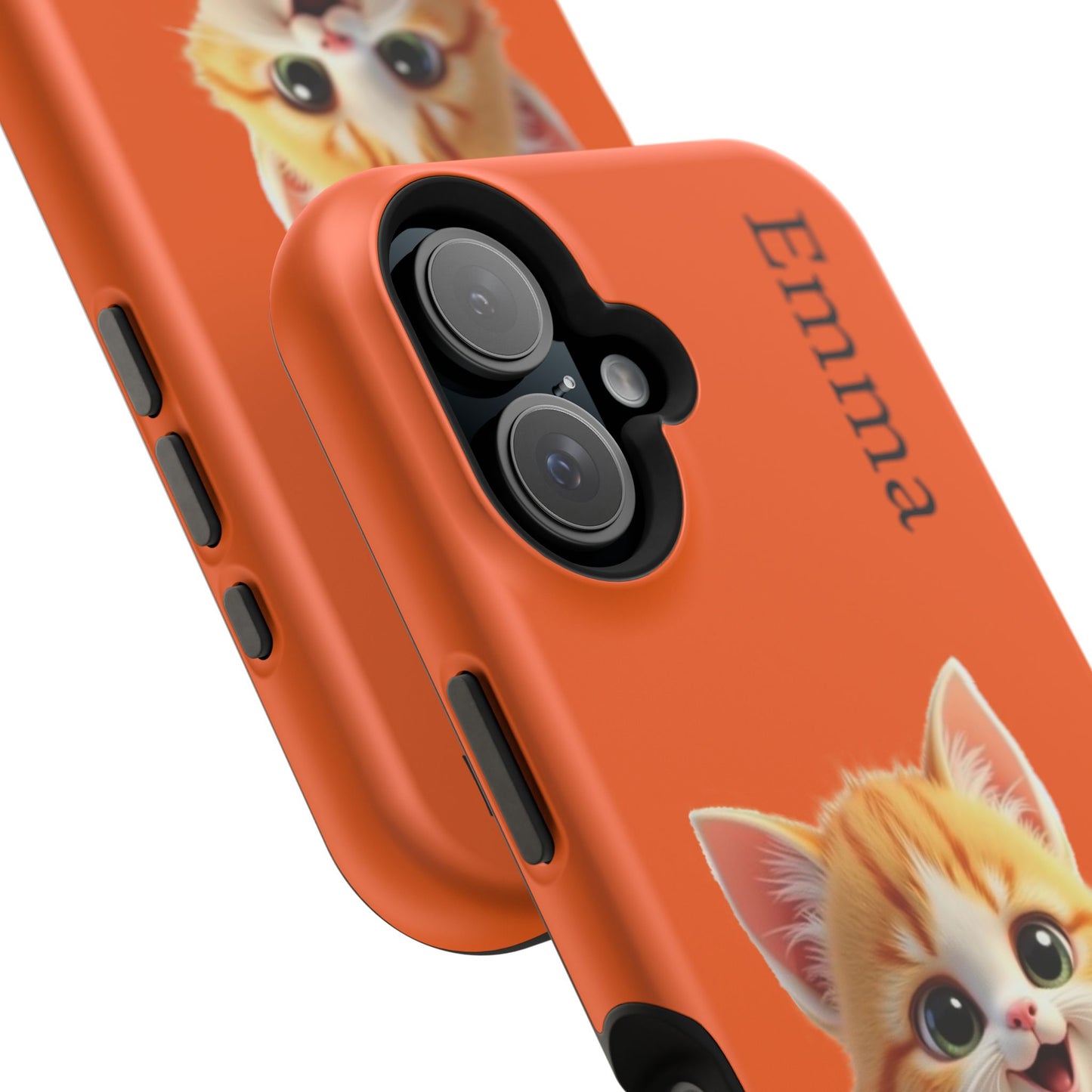 Personalized Orange Tabby Cat Phone Case - Custom Name Gift for Cat Lovers | Kawaii Kitten Cases for Girls & Women