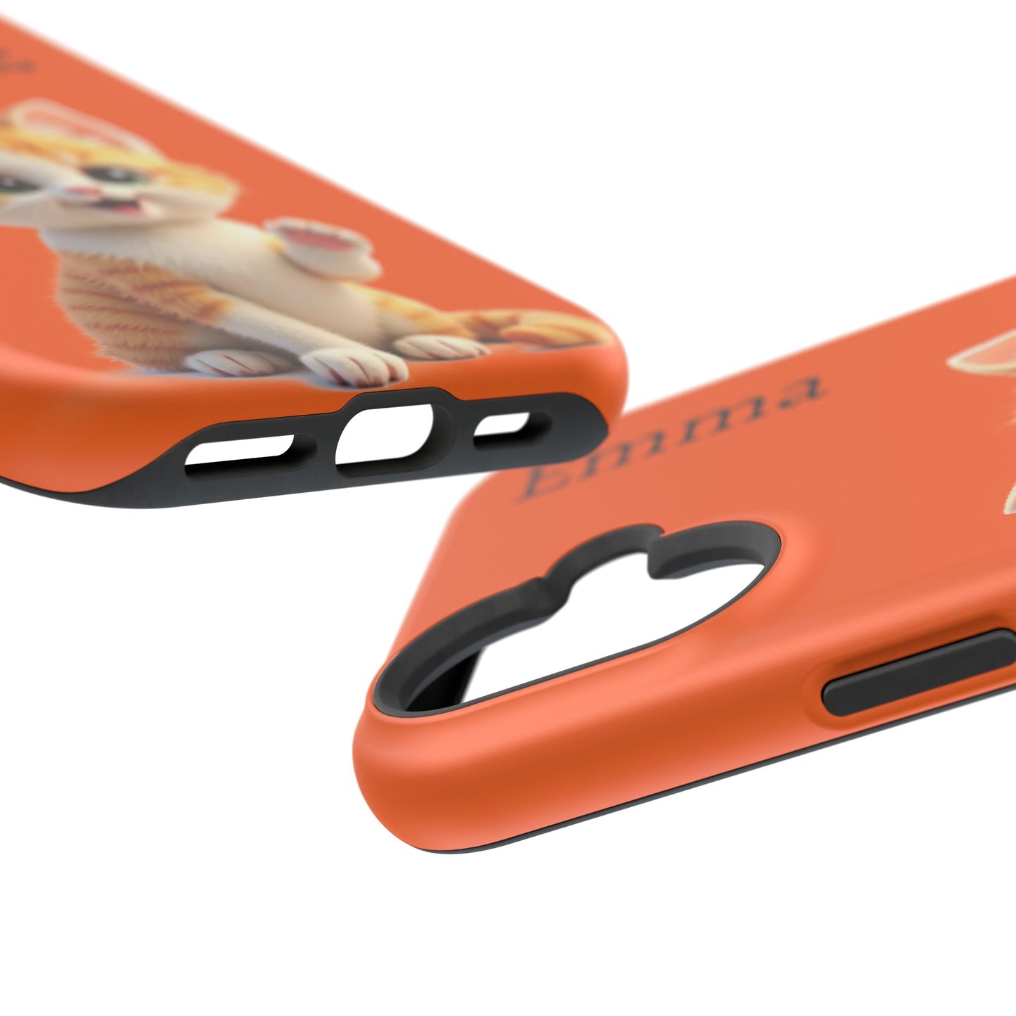 Personalized Orange Tabby Cat Phone Case - Custom Name Gift for Cat Lovers | Kawaii Kitten Cases for Girls & Women
