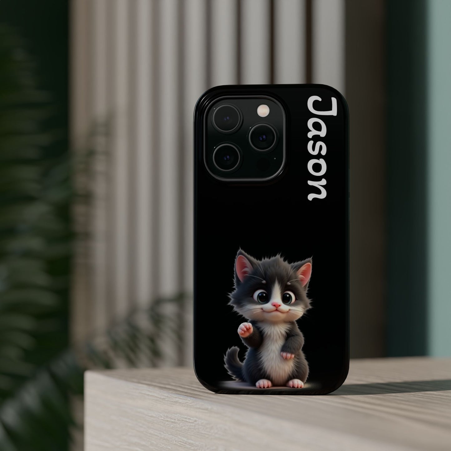 Personalized Kitten Phone Case - Custom Name Cat Lover Gift | Cute Black iPhone Cases for Women & Girls