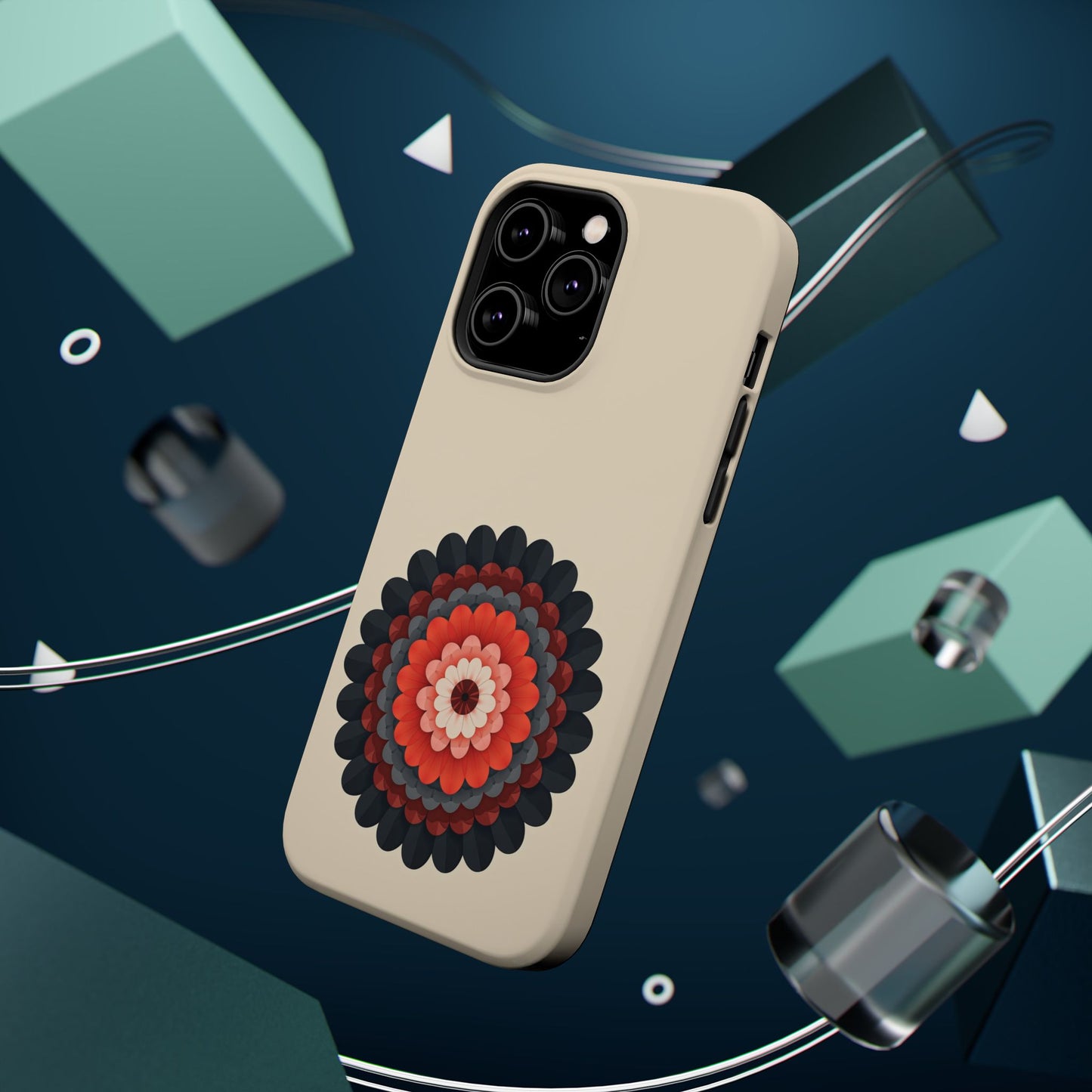 Red & Black Mandala iPhone Case - Bohemian Flower Design, Aesthetic Gift Idea