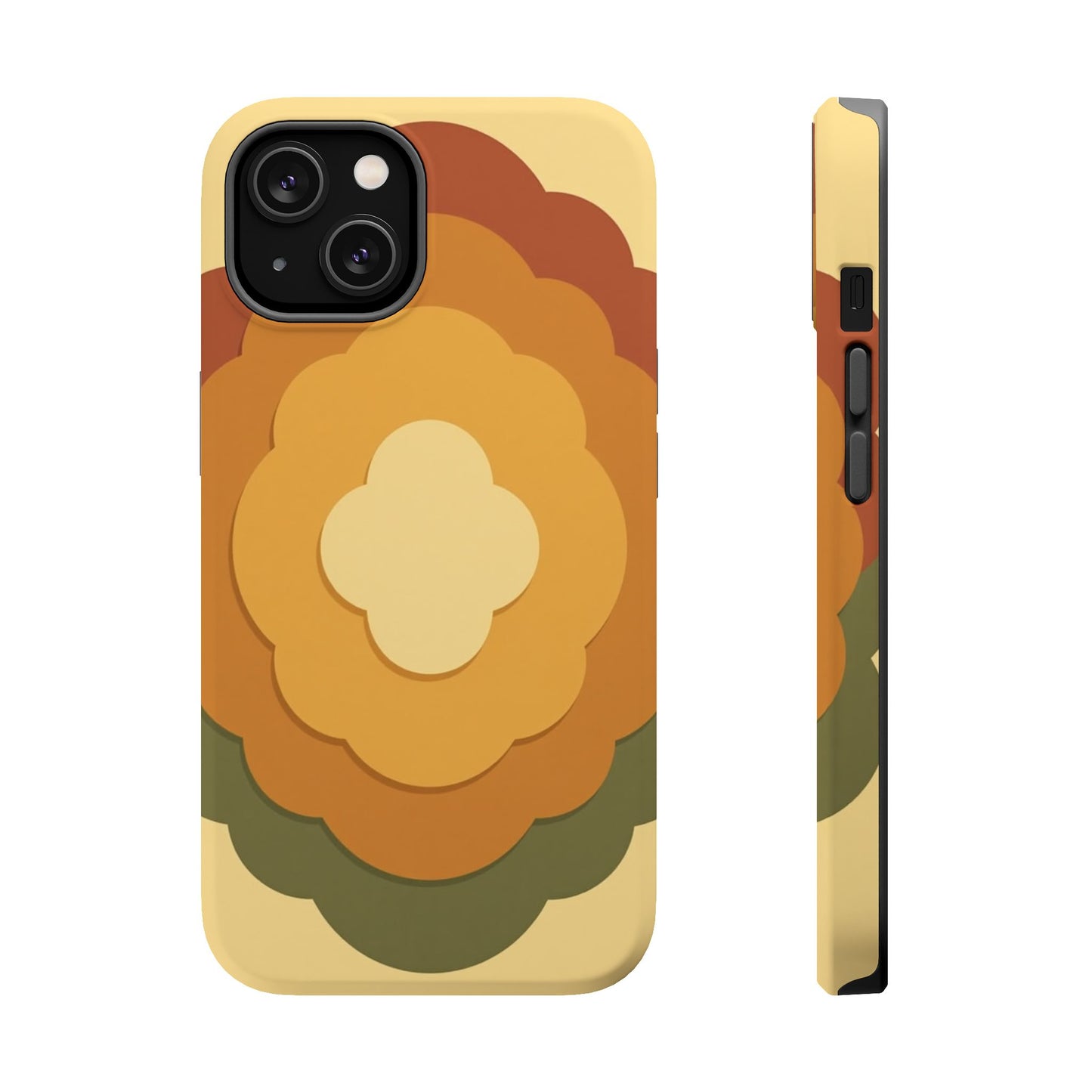 Retro Layered Bloom iPhone Case - 70s Flower Power Design, Vintage Aesthetic Gift Idea
