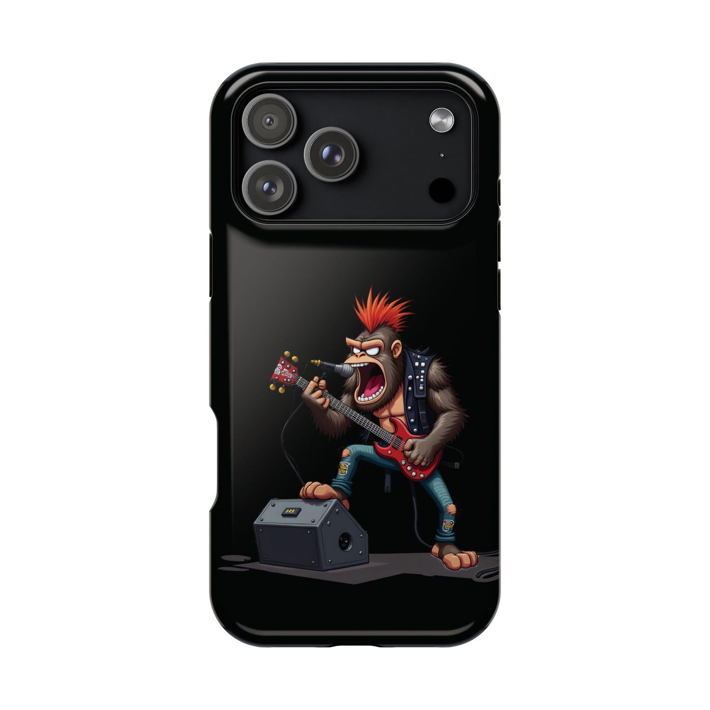 Punk Rock Gorilla iPhone Case - Funny Music Gift, Edgy Aesthetic, Animal Lover Gift