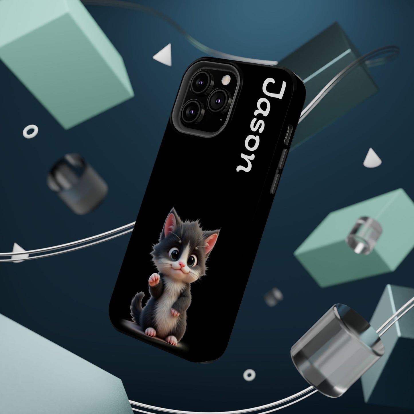 Personalized Kitten Phone Case - Custom Name Cat Lover Gift | Cute Black iPhone Cases for Women & Girls