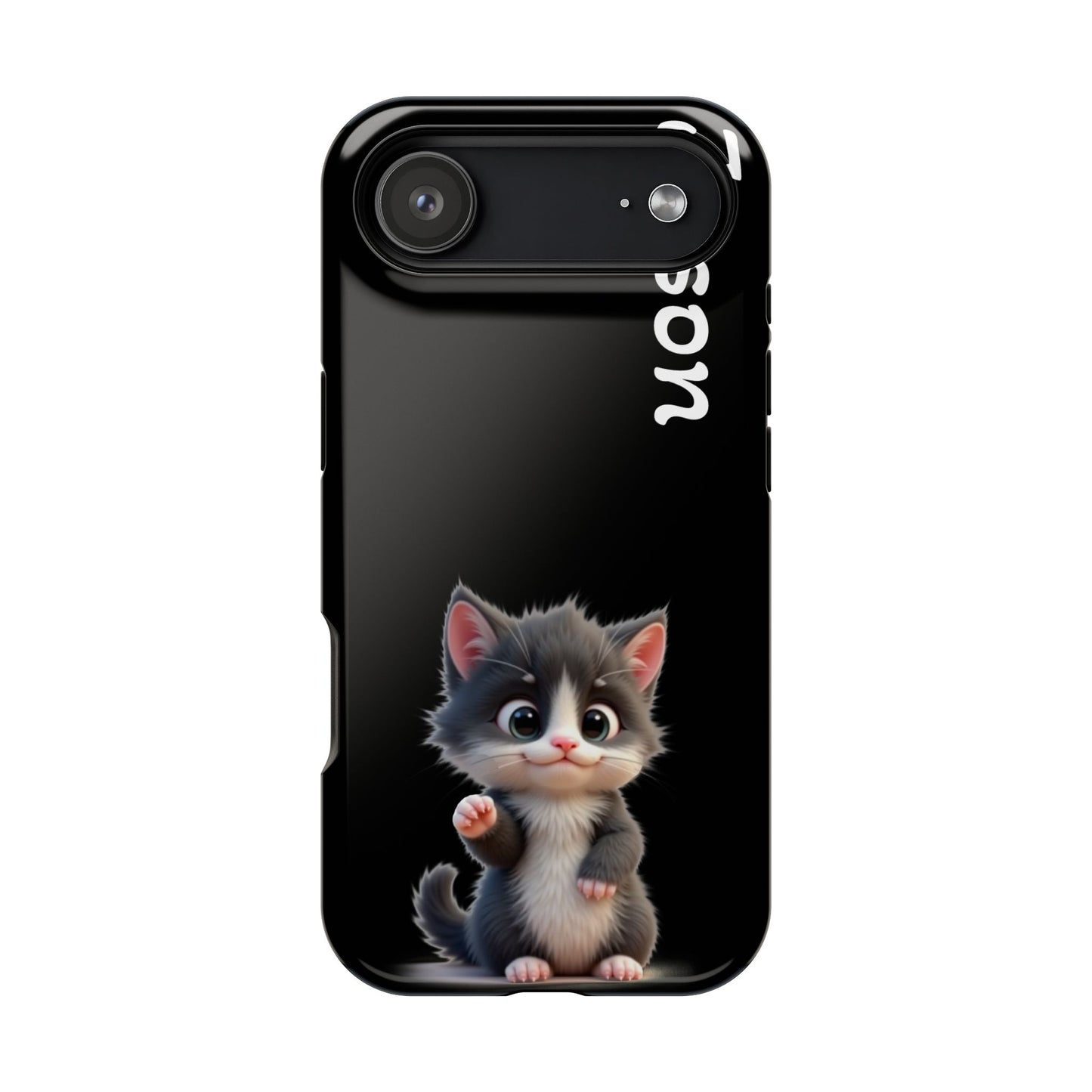 Personalized Kitten Phone Case - Custom Name Cat Lover Gift | Cute Black iPhone Cases for Women & Girls