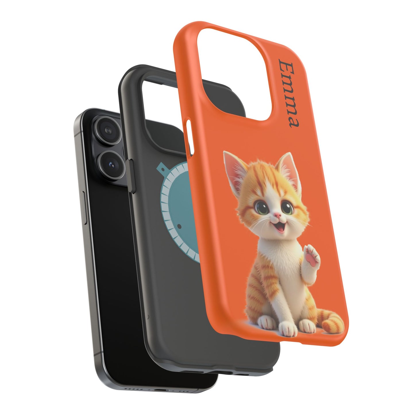 Personalized Orange Tabby Cat Phone Case - Custom Name Gift for Cat Lovers | Kawaii Kitten Cases for Girls & Women