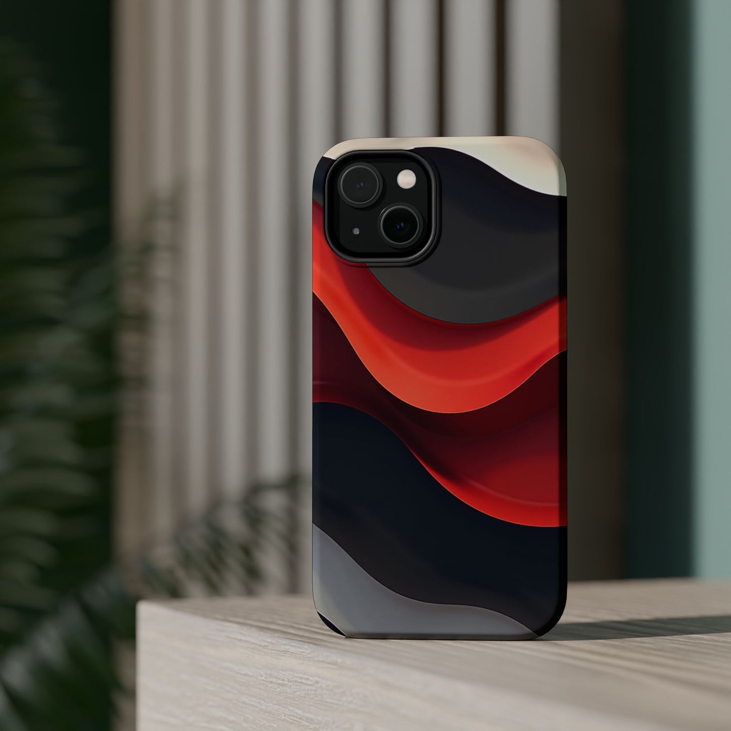 Red Wave Phone Case - Abstract Aesthetic iPhone Case | Modern Art Design | Gifts for Her | Dramatic Crimson Style
