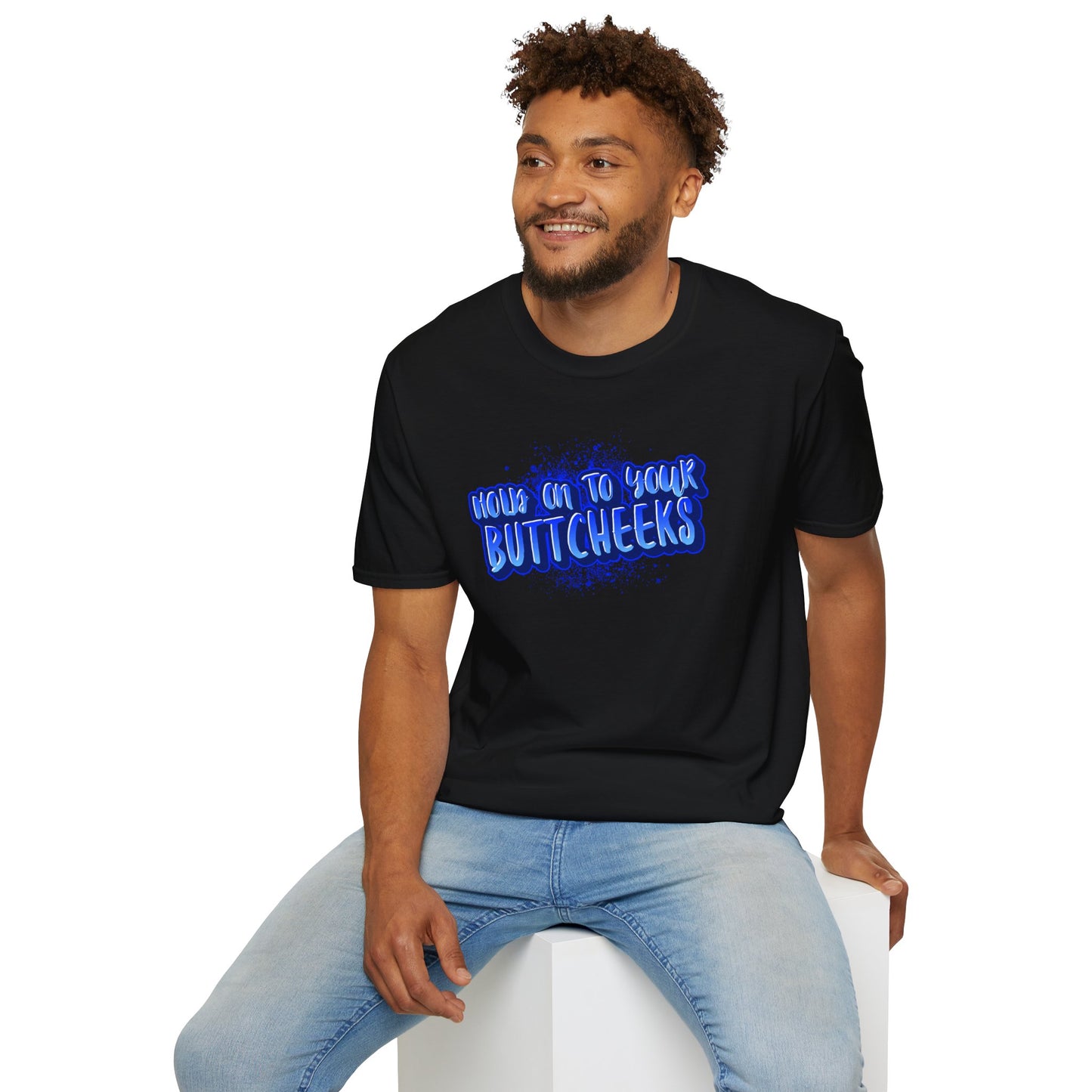 'Hold On To Your Buttcheeks' - Humorous Unisex Lightweight Cotton T-Shirt