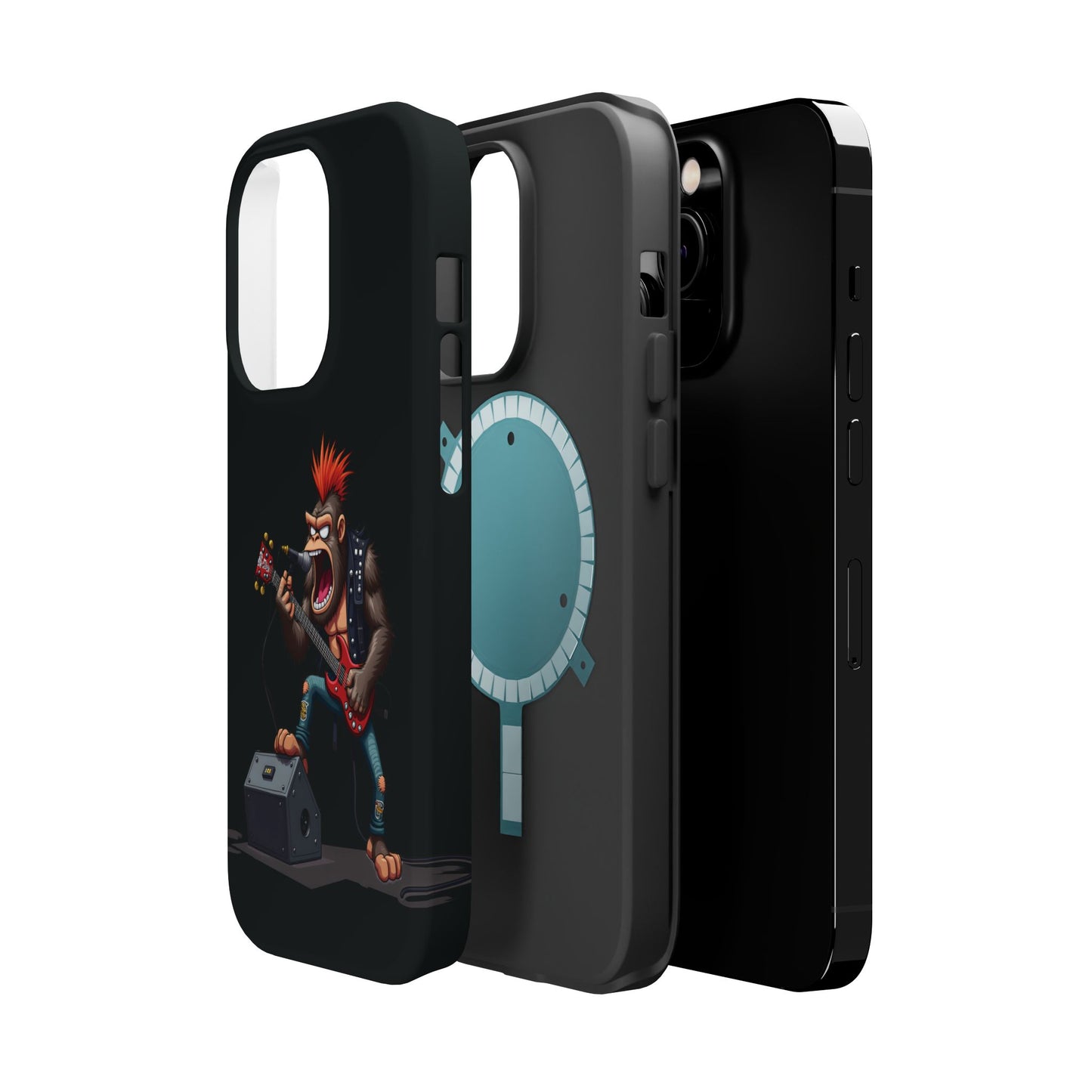 Punk Rock Gorilla iPhone Case - Funny Music Gift, Edgy Aesthetic, Animal Lover Gift